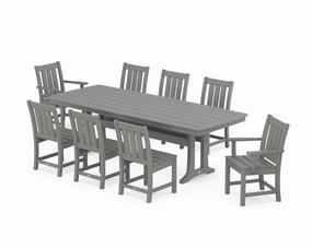 Oxford 9-Piece Dining Set with Trestle Legsoutdoor patio furniture set
