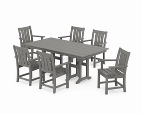 Oxford Arm Chair 7-Piece Farmhouse Dining Setoutdoor patio furniture set