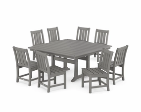 Oxford Side Chair 9-Piece Square Dining Set with Trestle Legsoutdoor patio furniture set