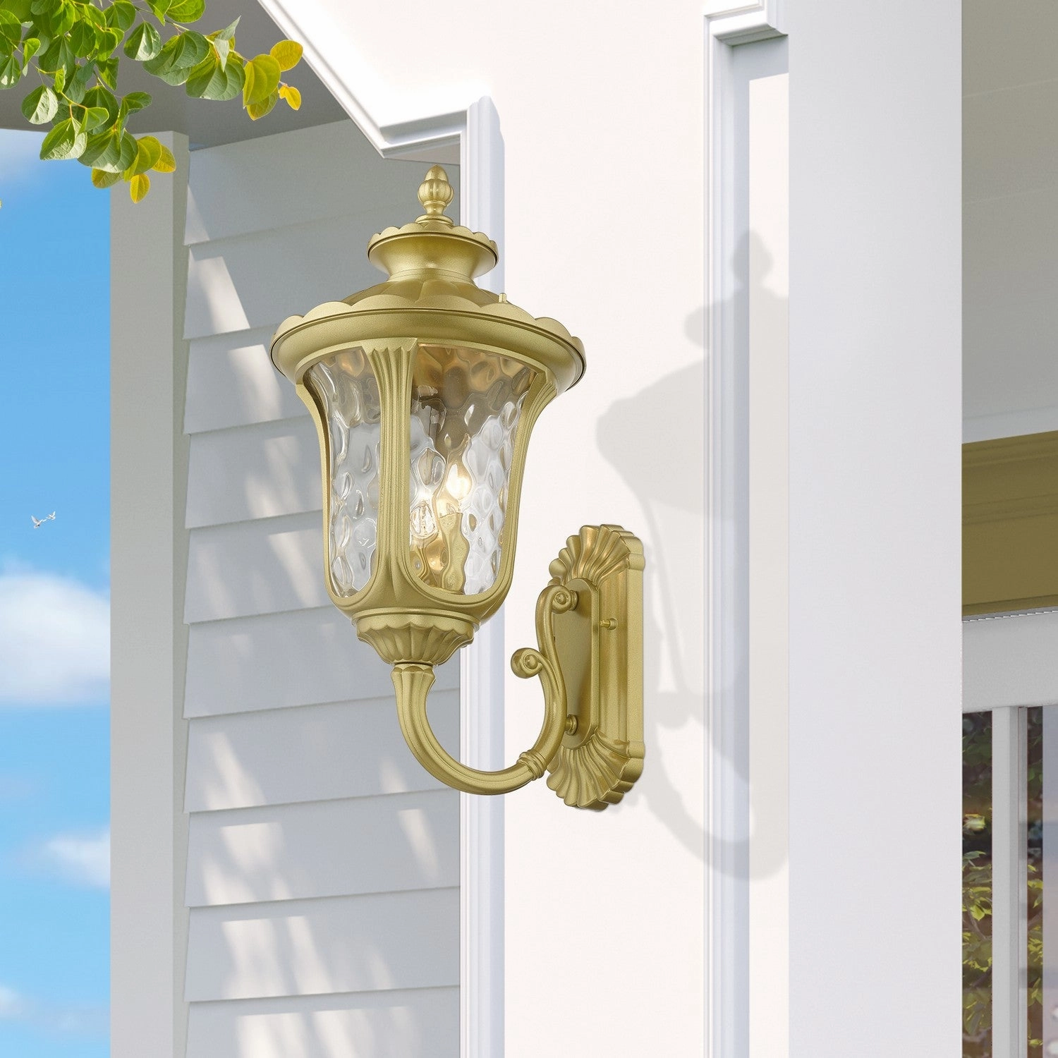 Oxford Three Light Outdoor Wall Lantern Soft Gold