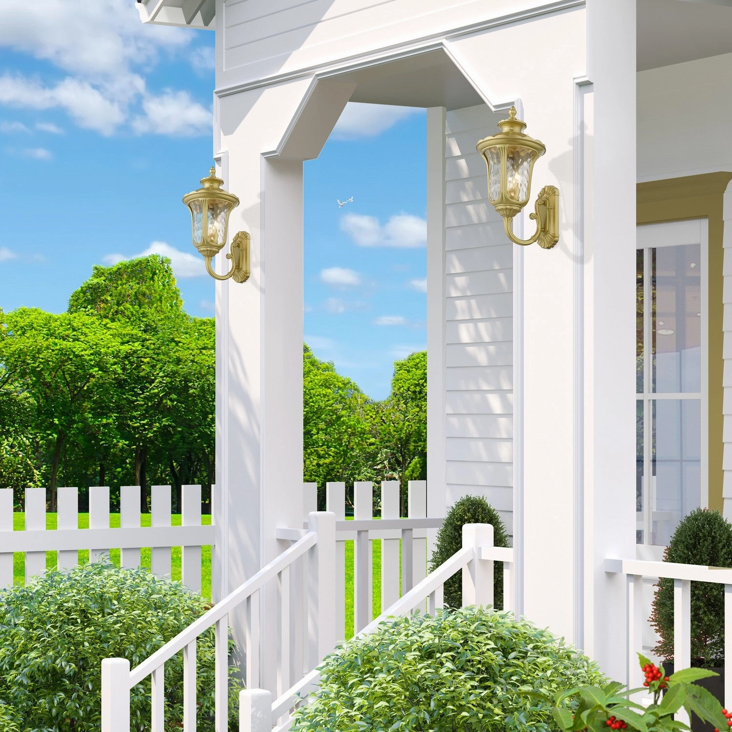 Oxford Three Light Outdoor Wall Lantern Soft Gold