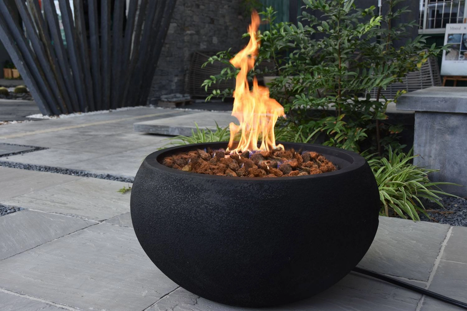 Pacaya Concrete Lava Stone Fire Bowl (Modeno)  Propane