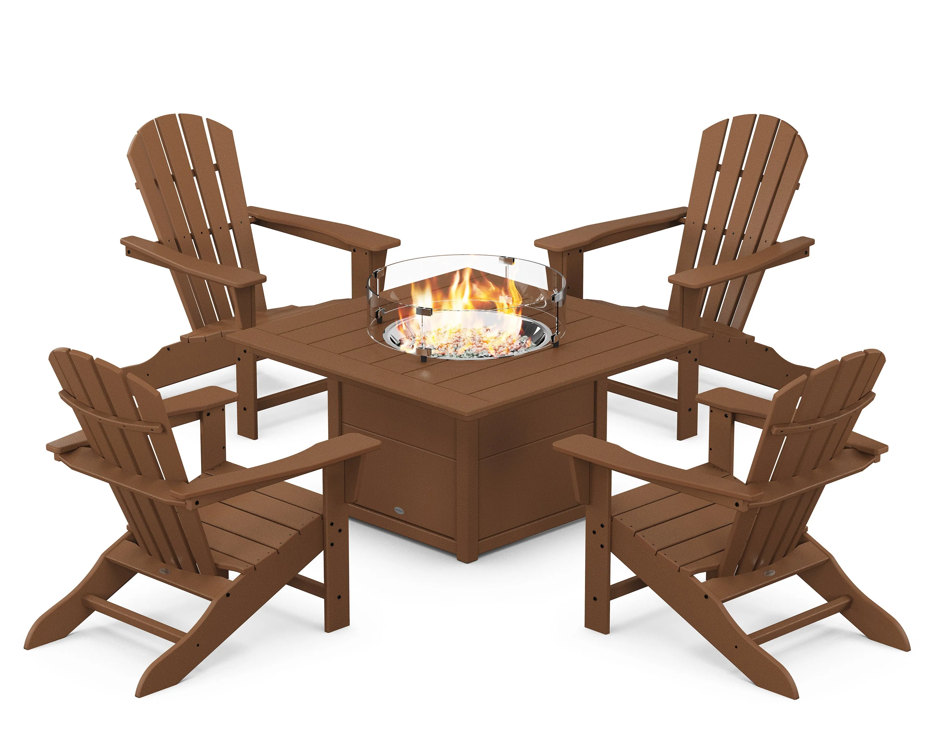 Palm Coast 5-Piece Adirondack Chair Conversation Set with Fire Pit Table