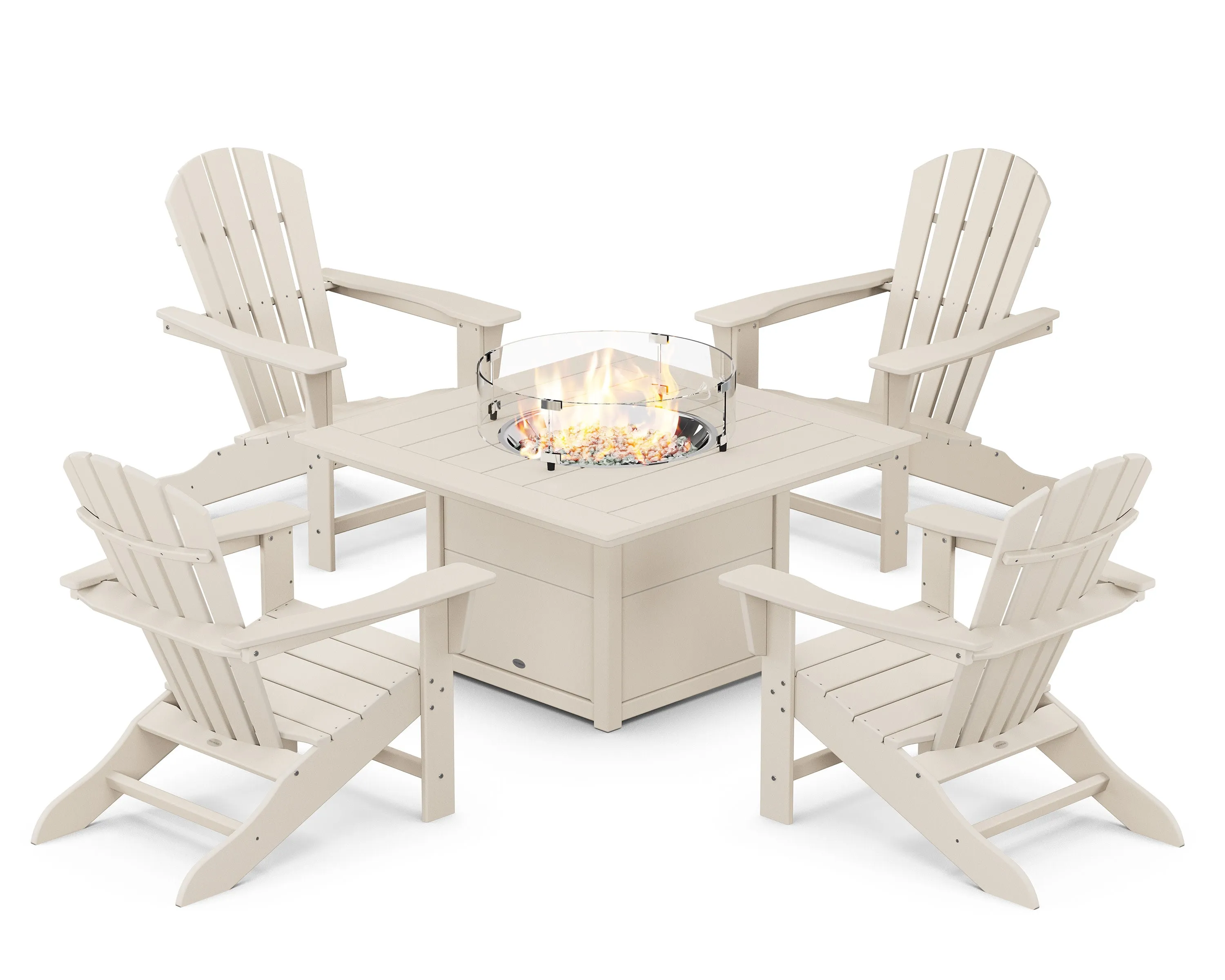 Palm Coast 5-Piece Adirondack Chair Conversation Set with Fire Pit Table