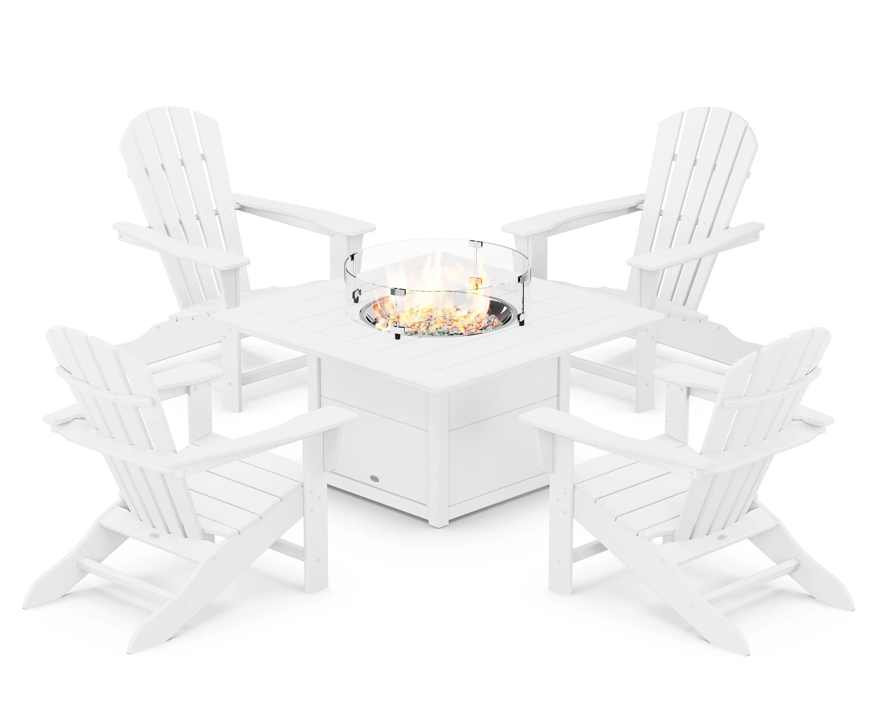 Palm Coast 5-Piece Adirondack Chair Conversation Set with Fire Pit Table