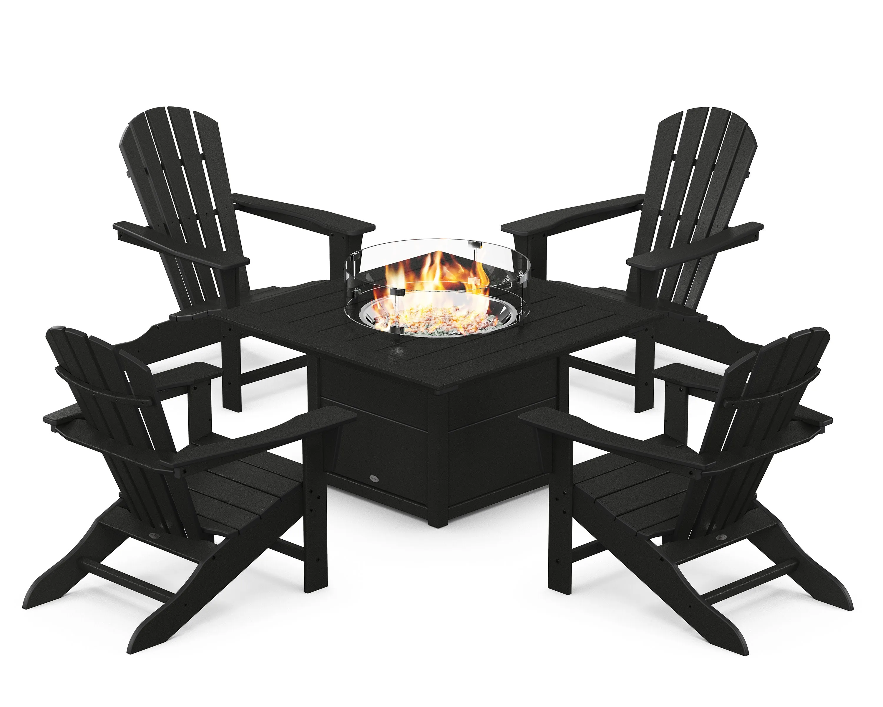 Palm Coast 5-Piece Adirondack Chair Conversation Set with Fire Pit Table