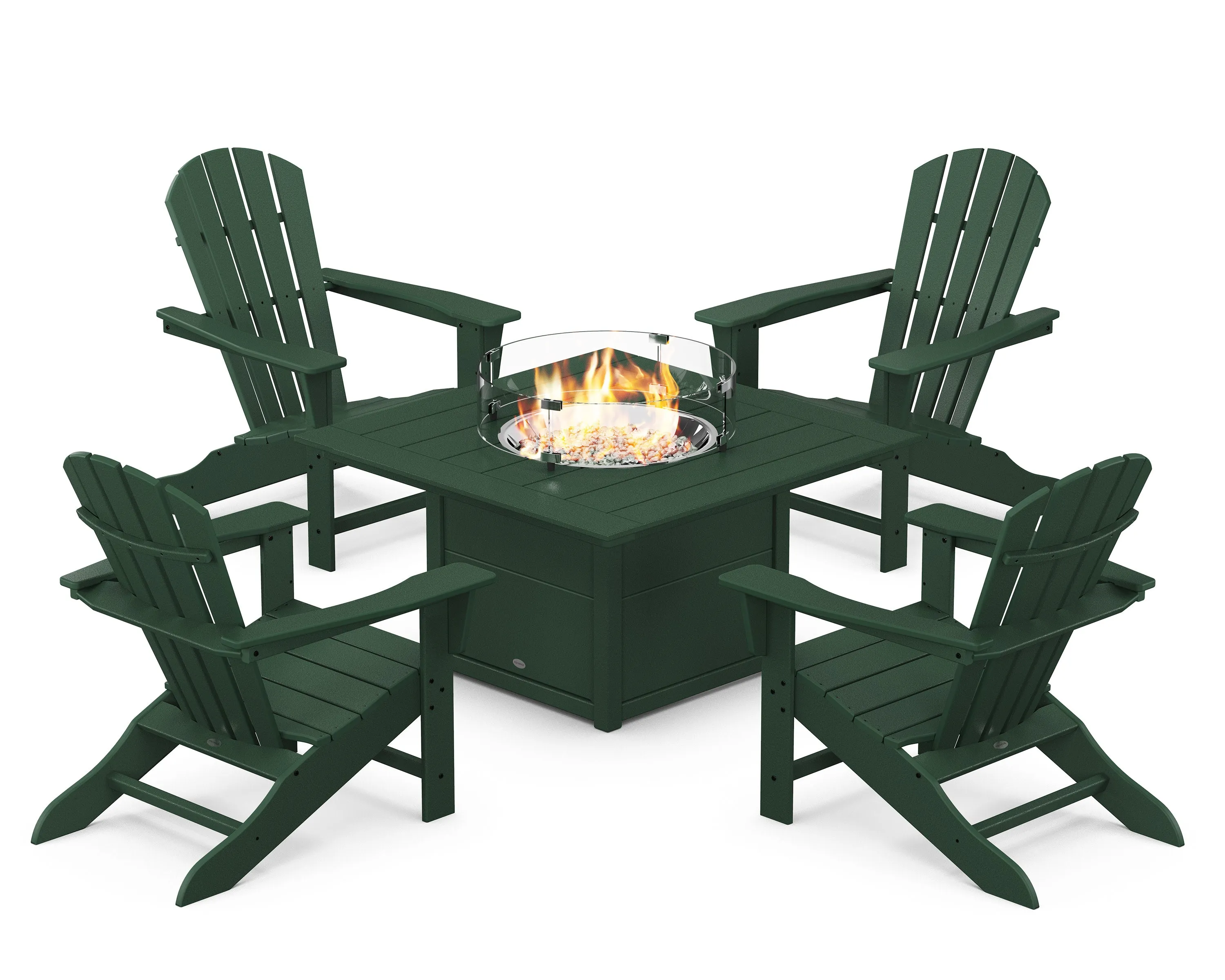 Palm Coast 5-Piece Adirondack Chair Conversation Set with Fire Pit Table