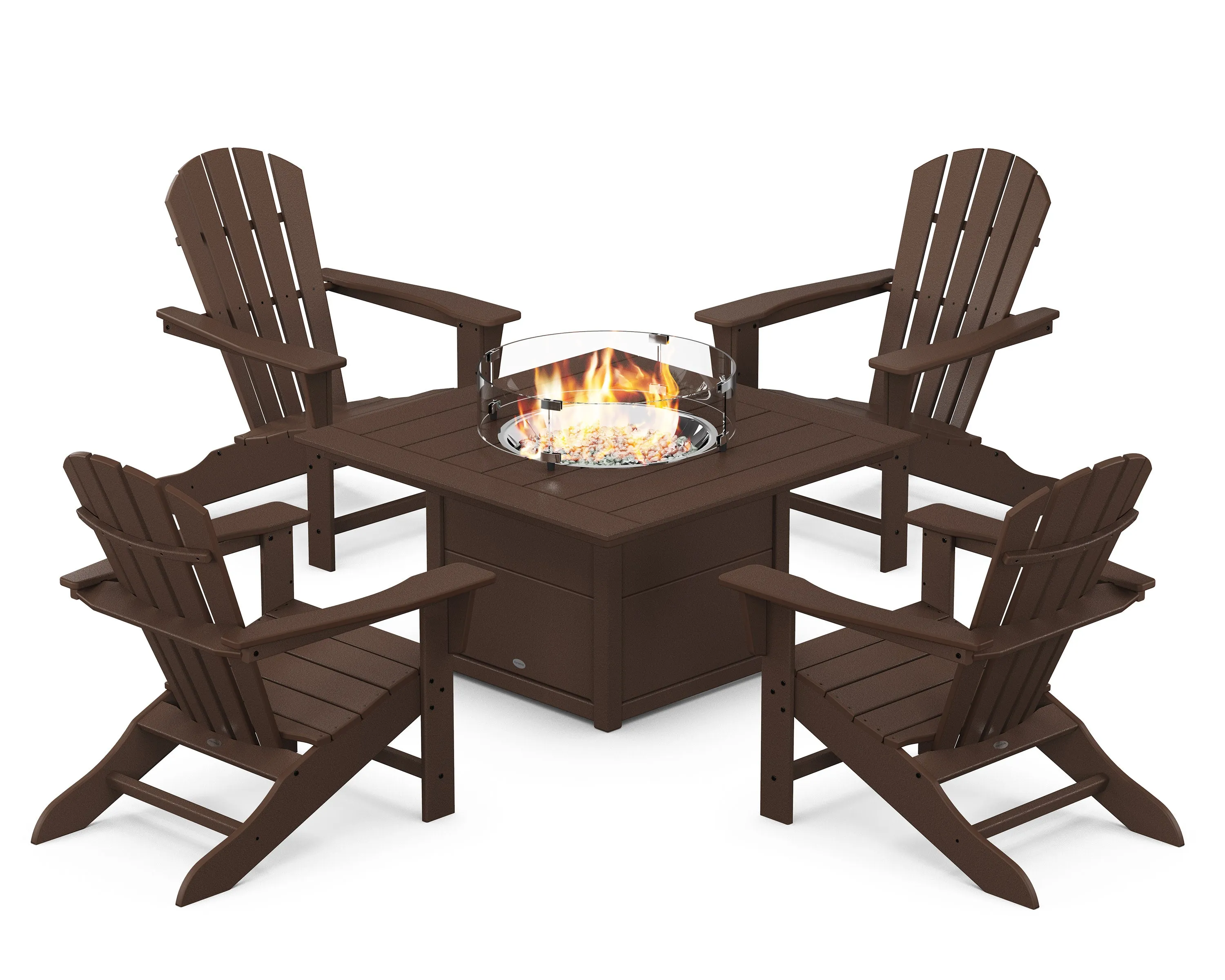 Palm Coast 5-Piece Adirondack Chair Conversation Set with Fire Pit Table