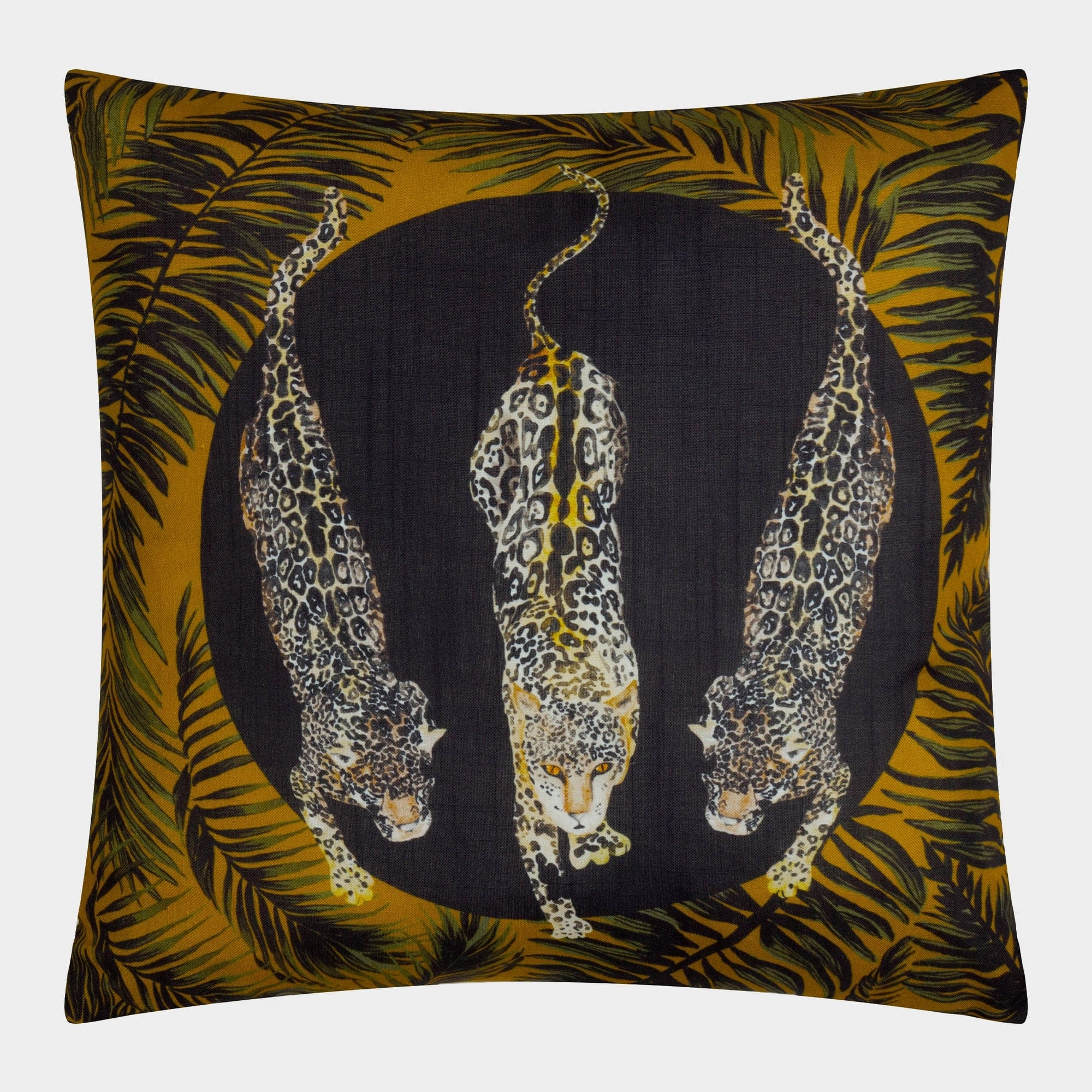 Panthera - Black & Gold Outdoor Cushion 50x50cmwaterproof outdoor throw pillow