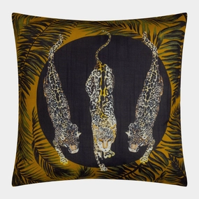 Panthera - Black & Gold Outdoor Cushion 50x50cmwaterproof outdoor throw pillow