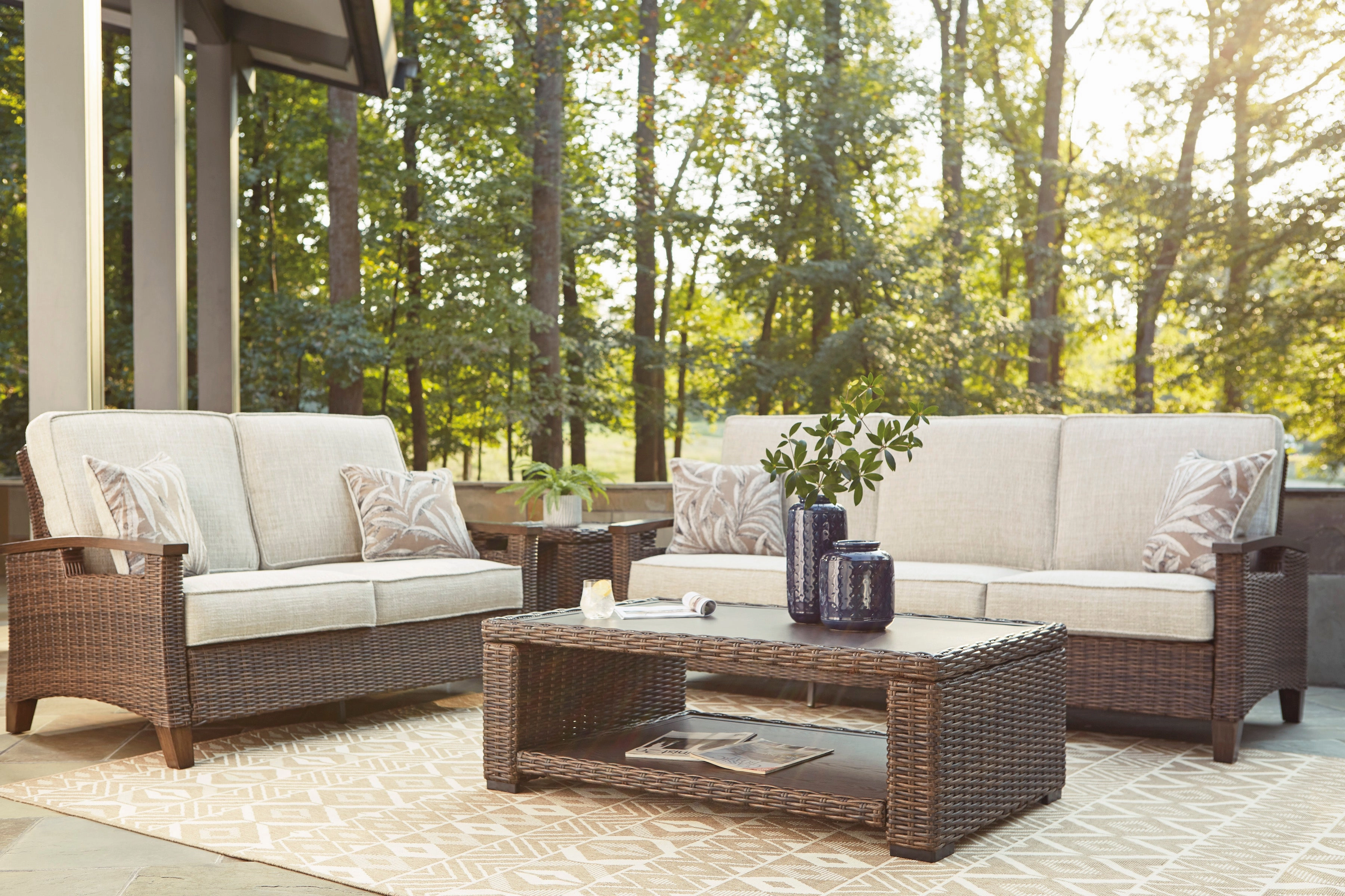 Paradise Trail - Outdoor Loveseat - Medium Brown