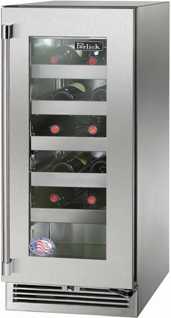 Perlick 15 inch Right Hinge Single Zone Built-In Wine Cooler HP15WM-4-3R outdoor beverage cooler with wheels