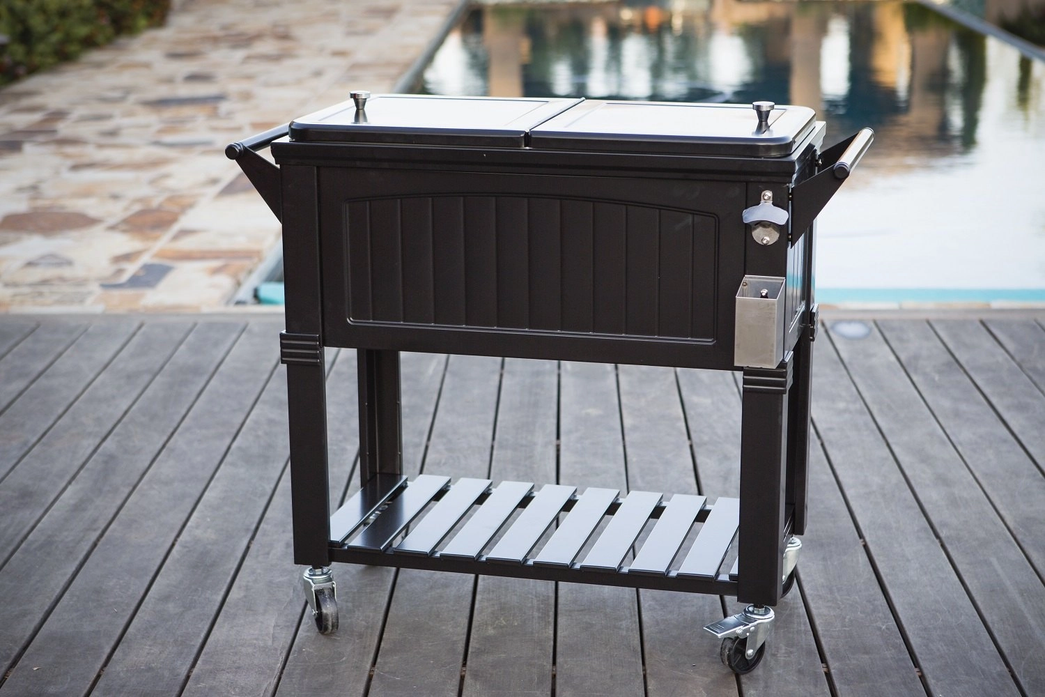 Permasteel 80Qt Furniture Style Patio Cooler - Black