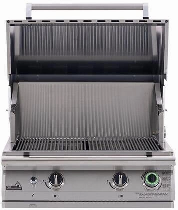 PGS Grills Legacy Series 30-Inch Newport Commercial Grill Head with 1 Hour Gas Timer - S27T stainless steel BBQ grill with side table