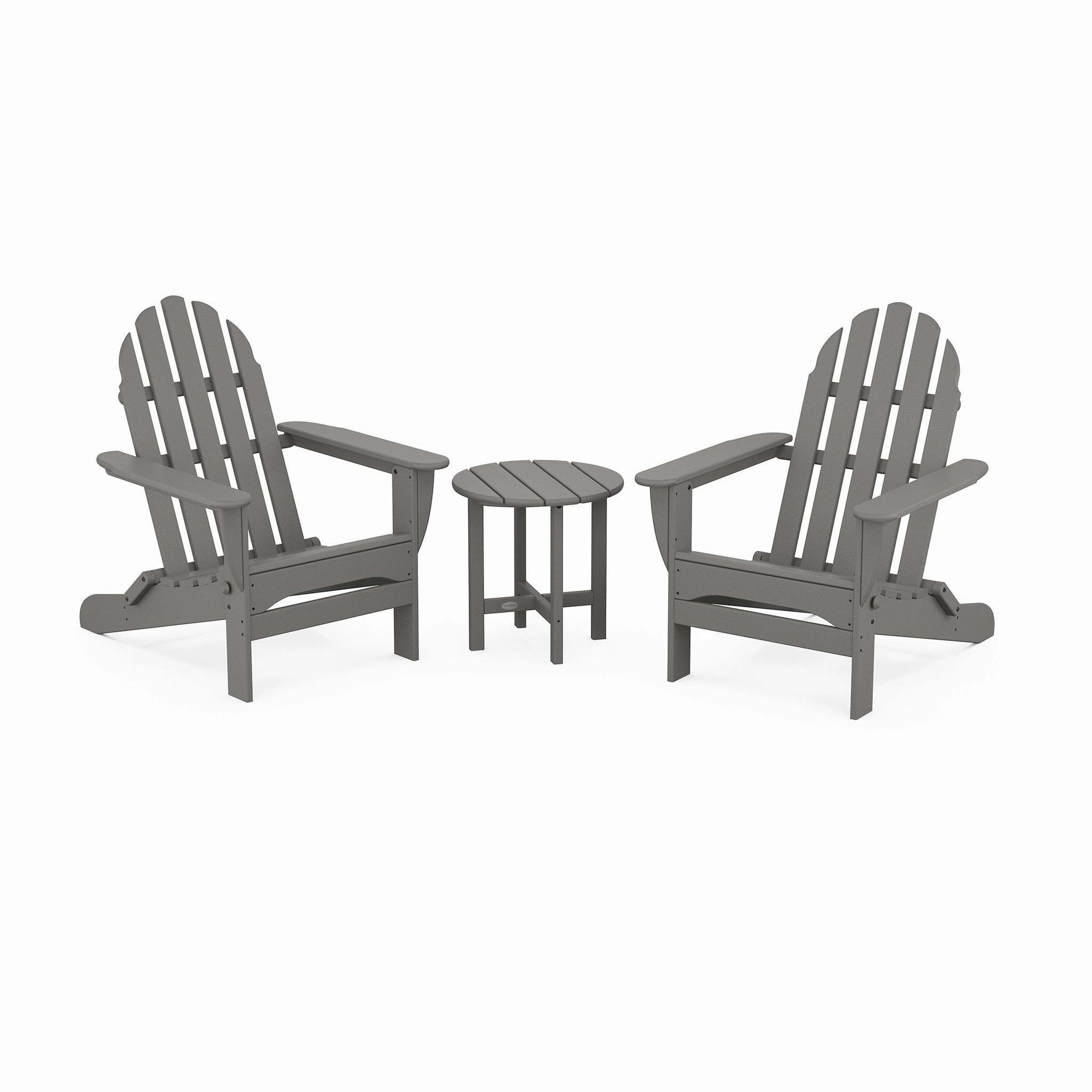 POLYWOOD Classic Folding Adirondack 3-Piece SetAdirondack chair set with side table