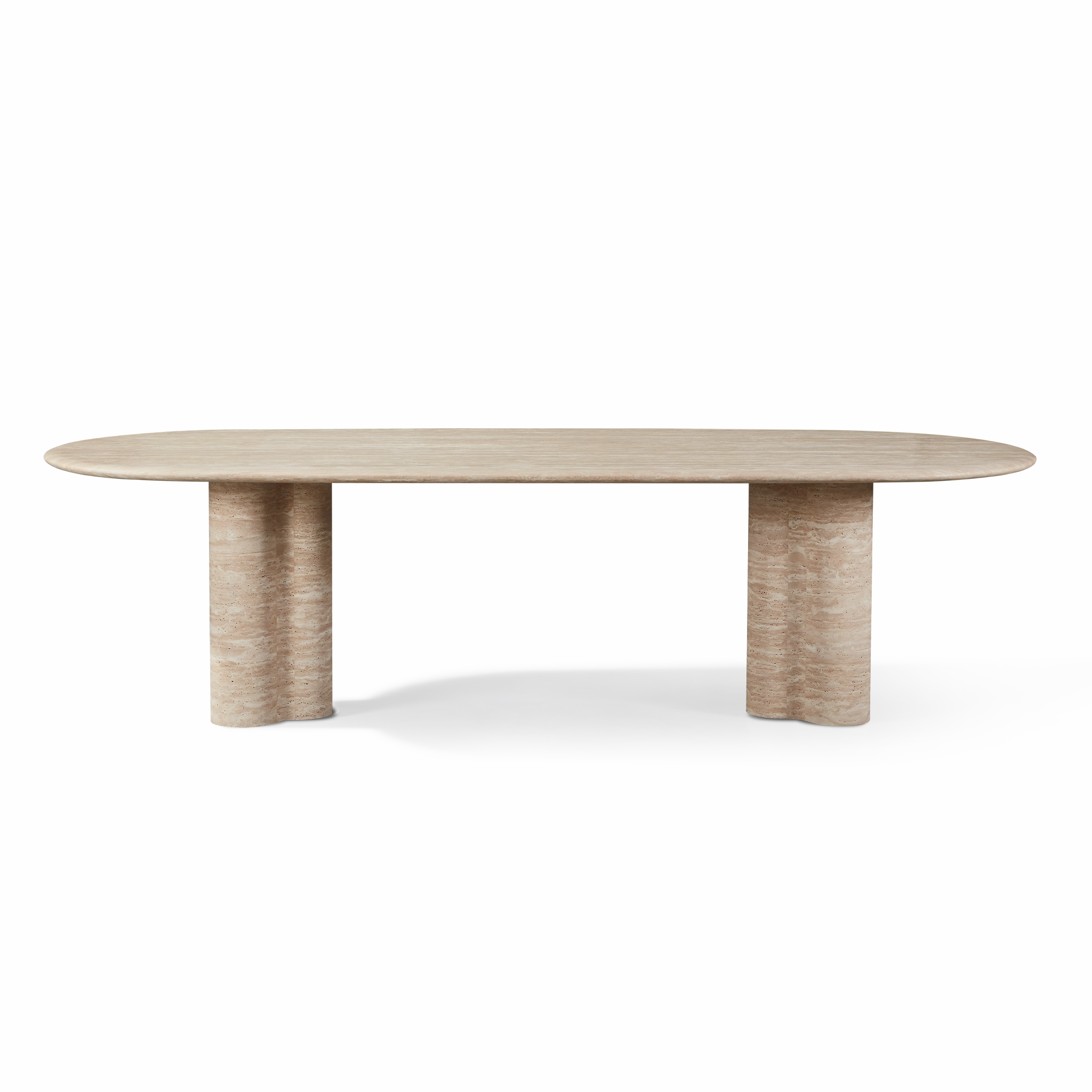 Porto Travertine Pill Dining Table 108"outdoor table for balcony or garden
