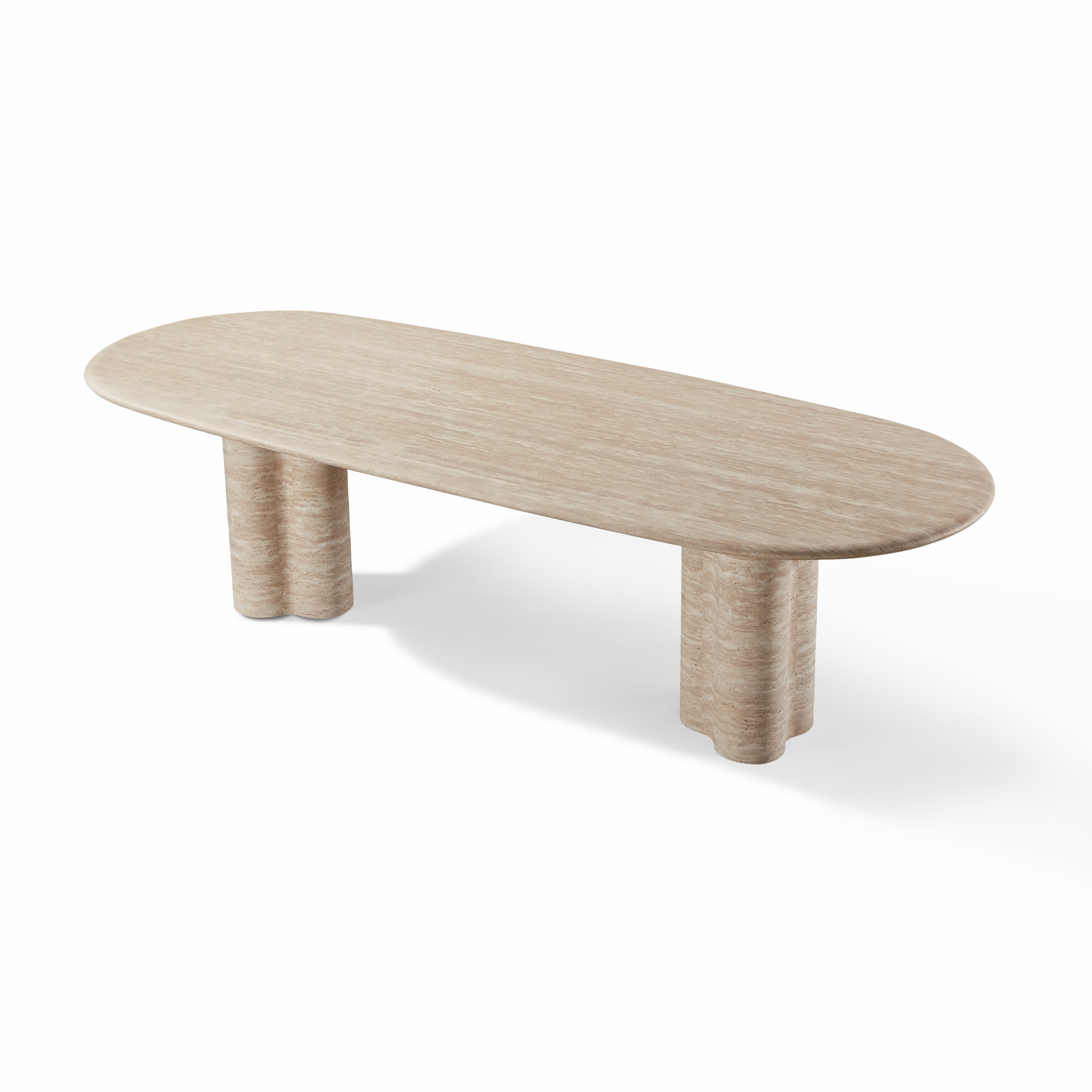 Porto Travertine Pill Dining Table 108"