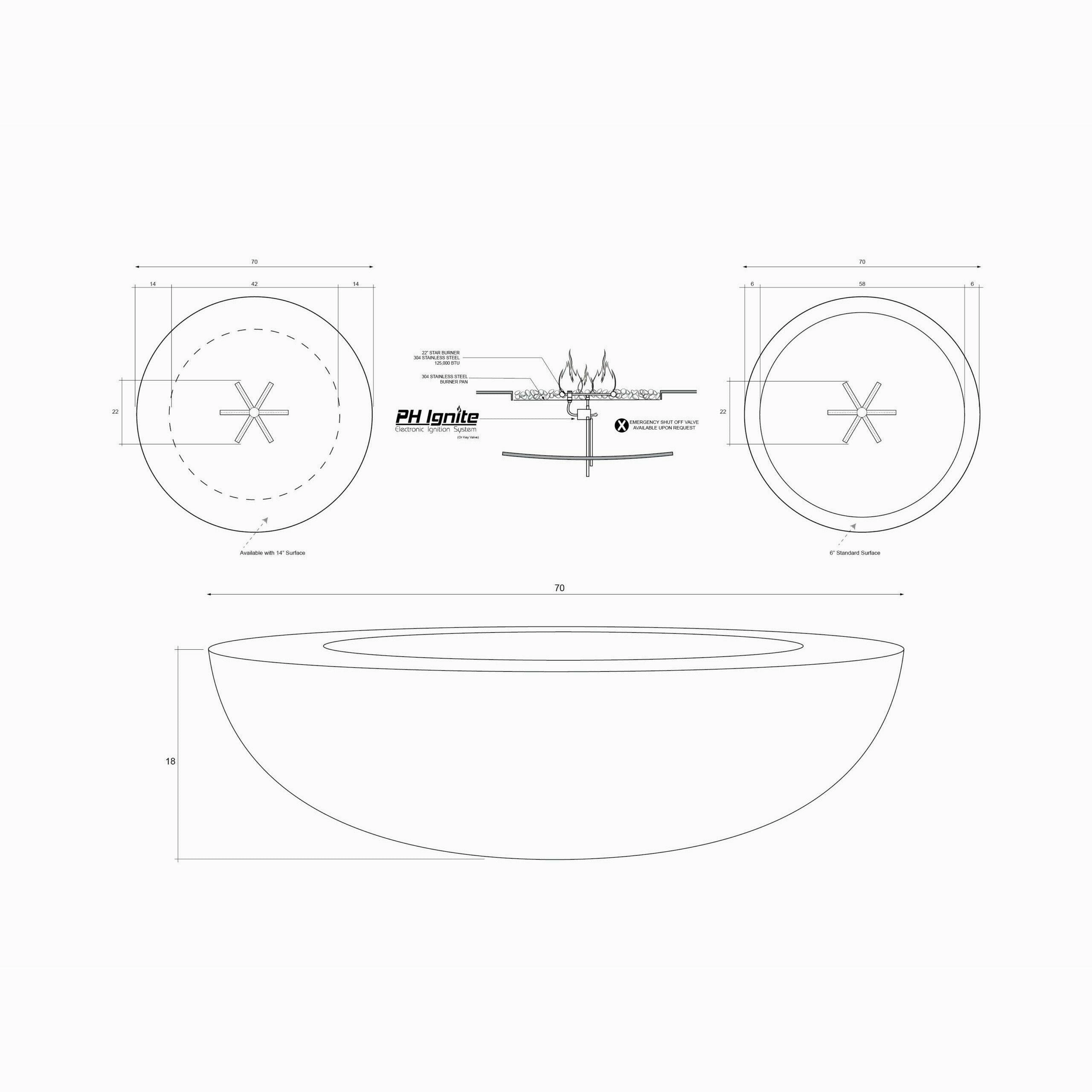 Prism Hardscapes - Moderno Series 70 Round Concrete Fire Bowl
