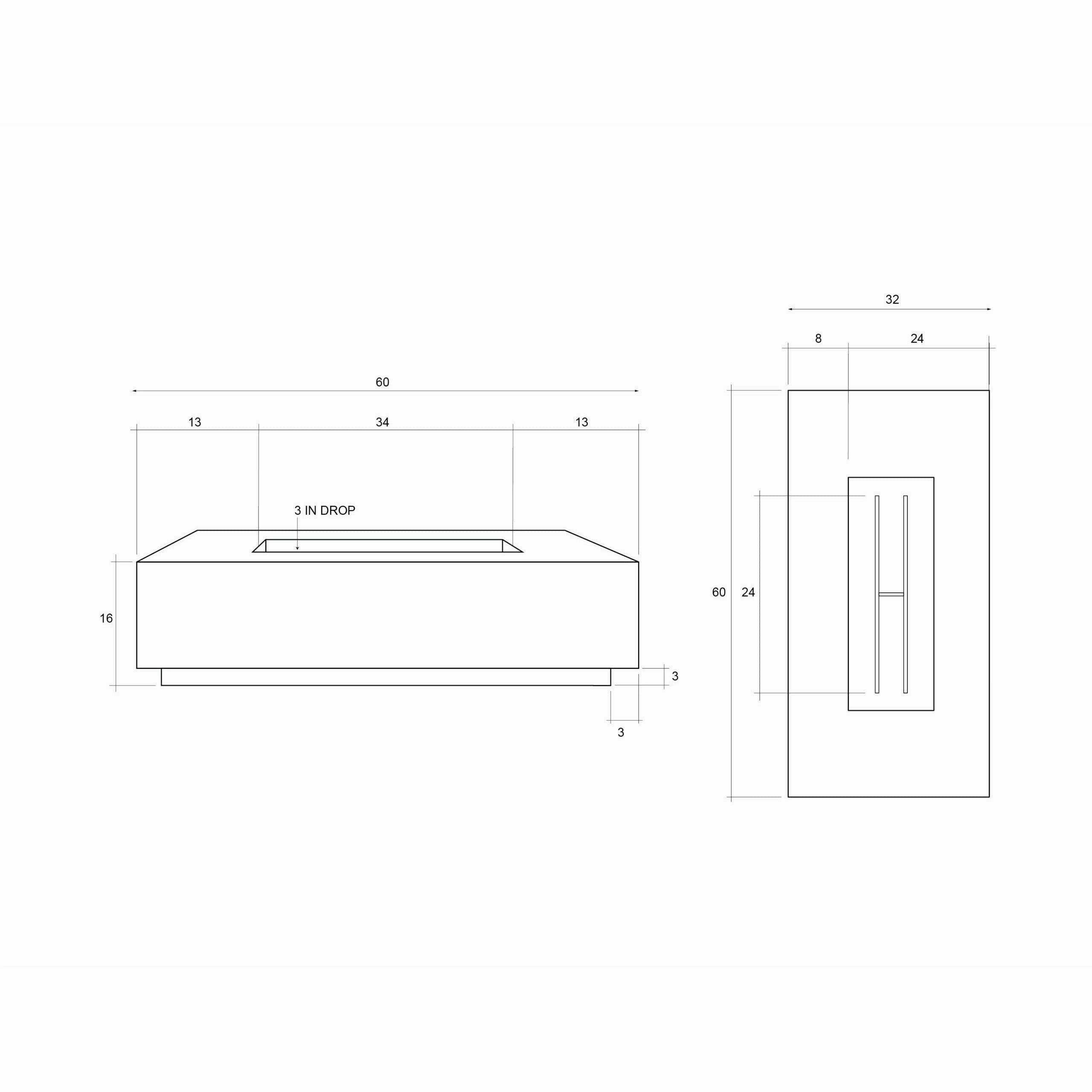 Prism Hardscapes - Tavola Series 8 Rectangular Concrete Fire Pit Table