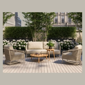 Puccini Garden Lounge Setsolid wood outdoor table and chairs set