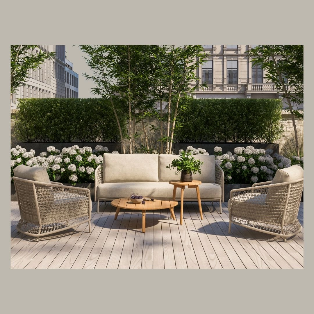 Puccini Garden Lounge Setsolid wood outdoor table and chairs set