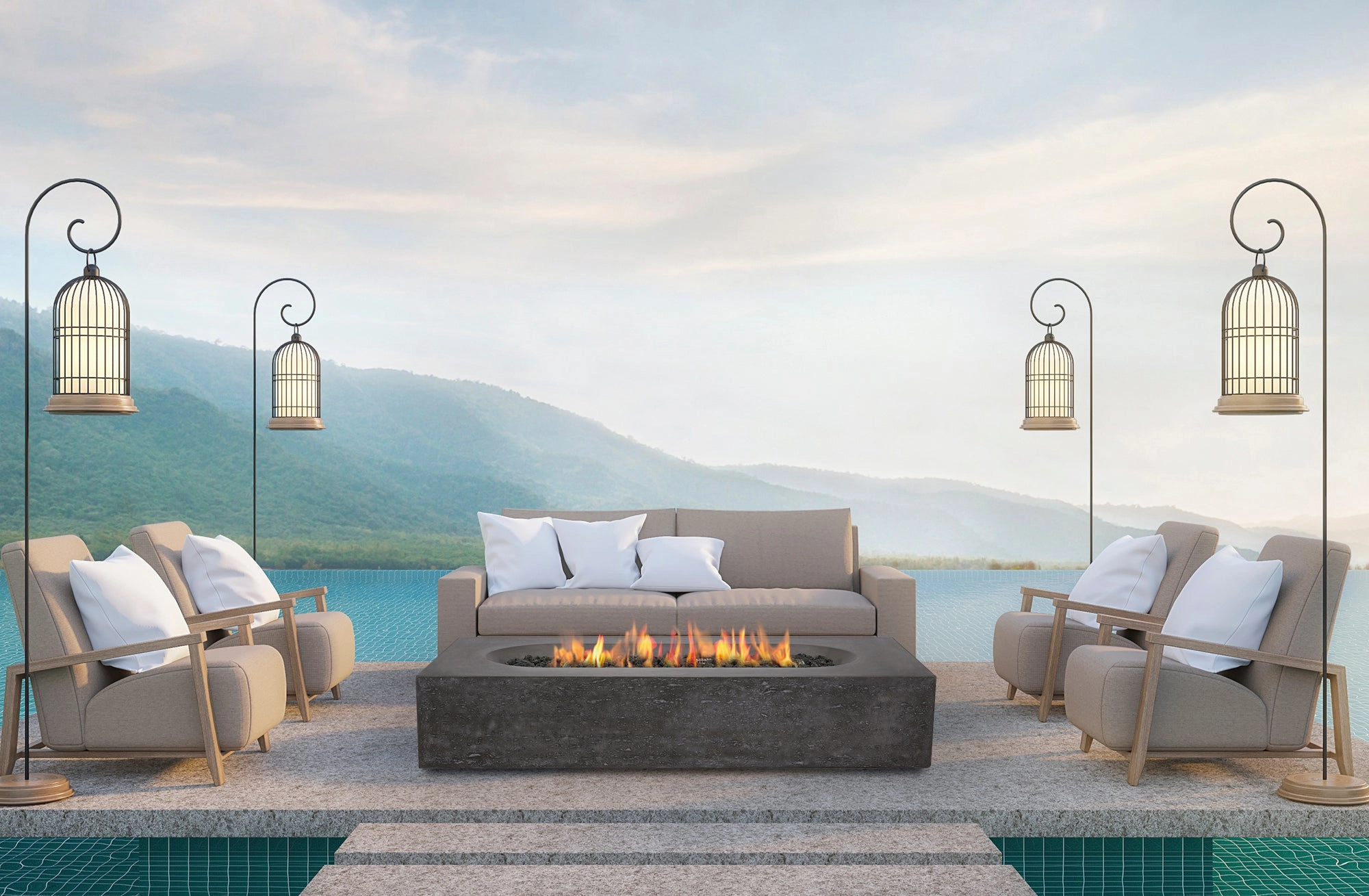 PyroMania Fire - Alchemy Rectangle Concrete Fire Pit Table