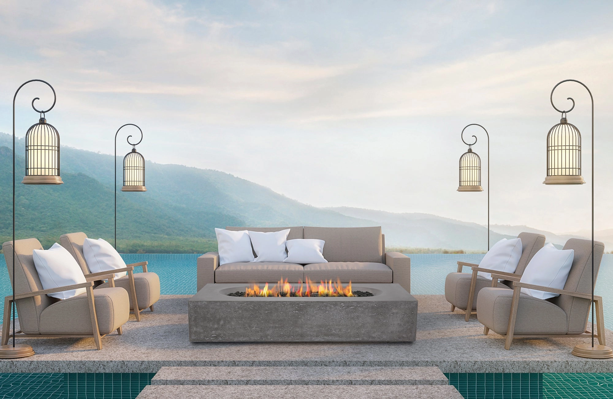 PyroMania Fire - Alchemy Rectangle Concrete Fire Pit Table