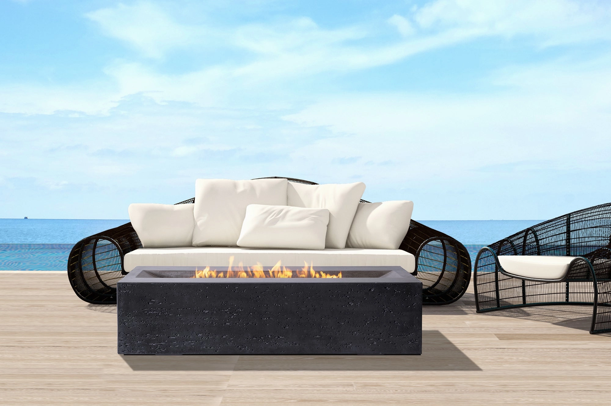 PyroMania Fire - Millenia Rectangle Concrete Fire Pit Table