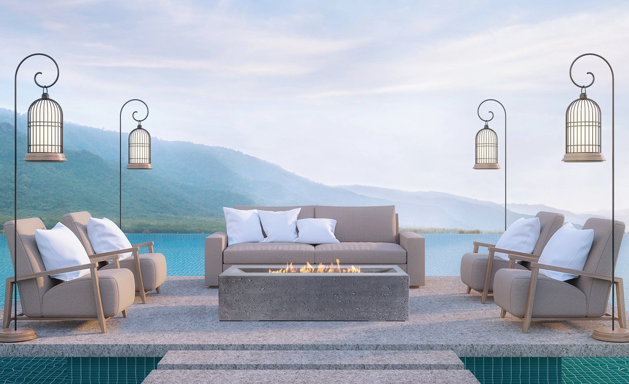PyroMania Fire - Millenia Rectangle Concrete Fire Pit Table