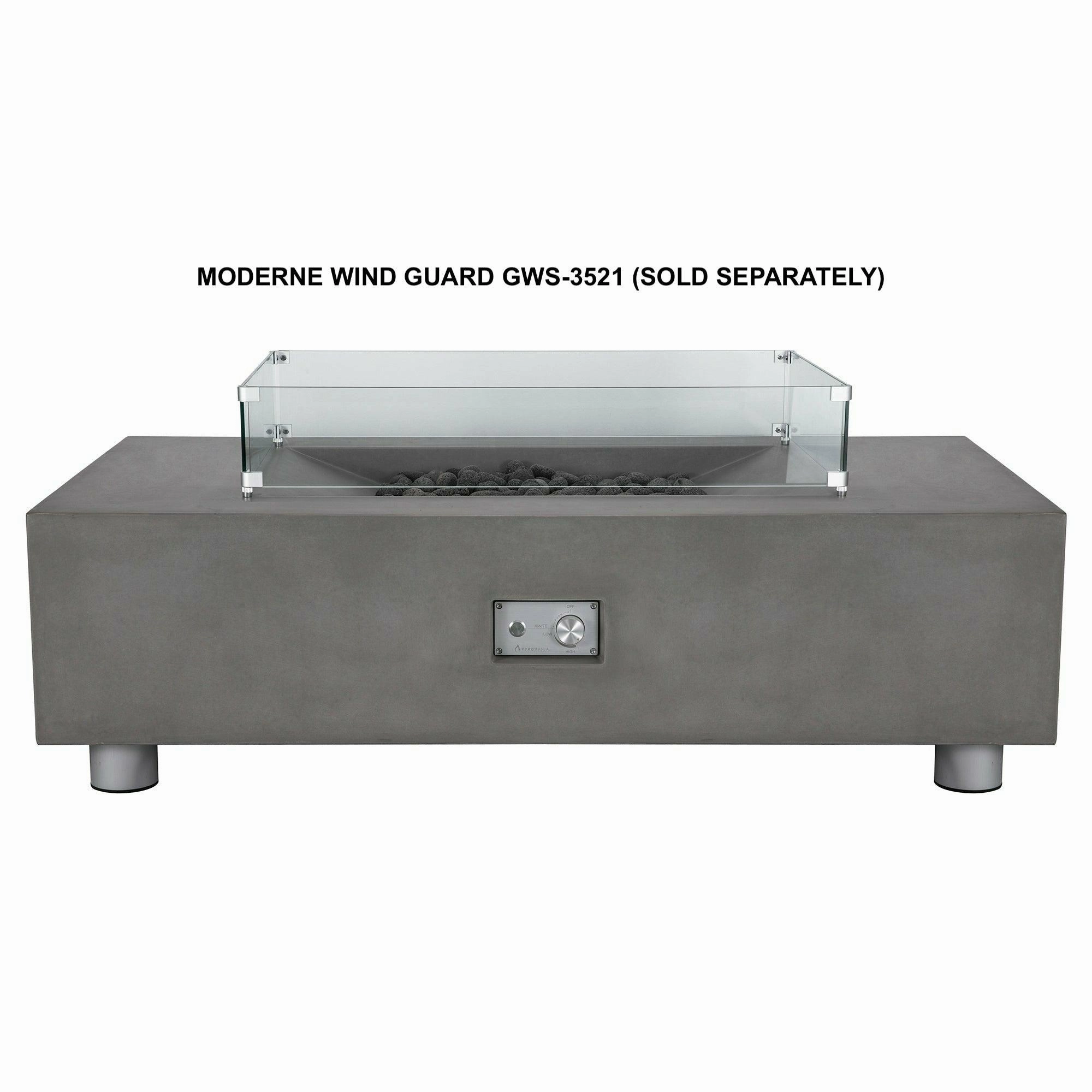 PyroMania Fire - Moderne Rectangle Concrete Fire Pit Table