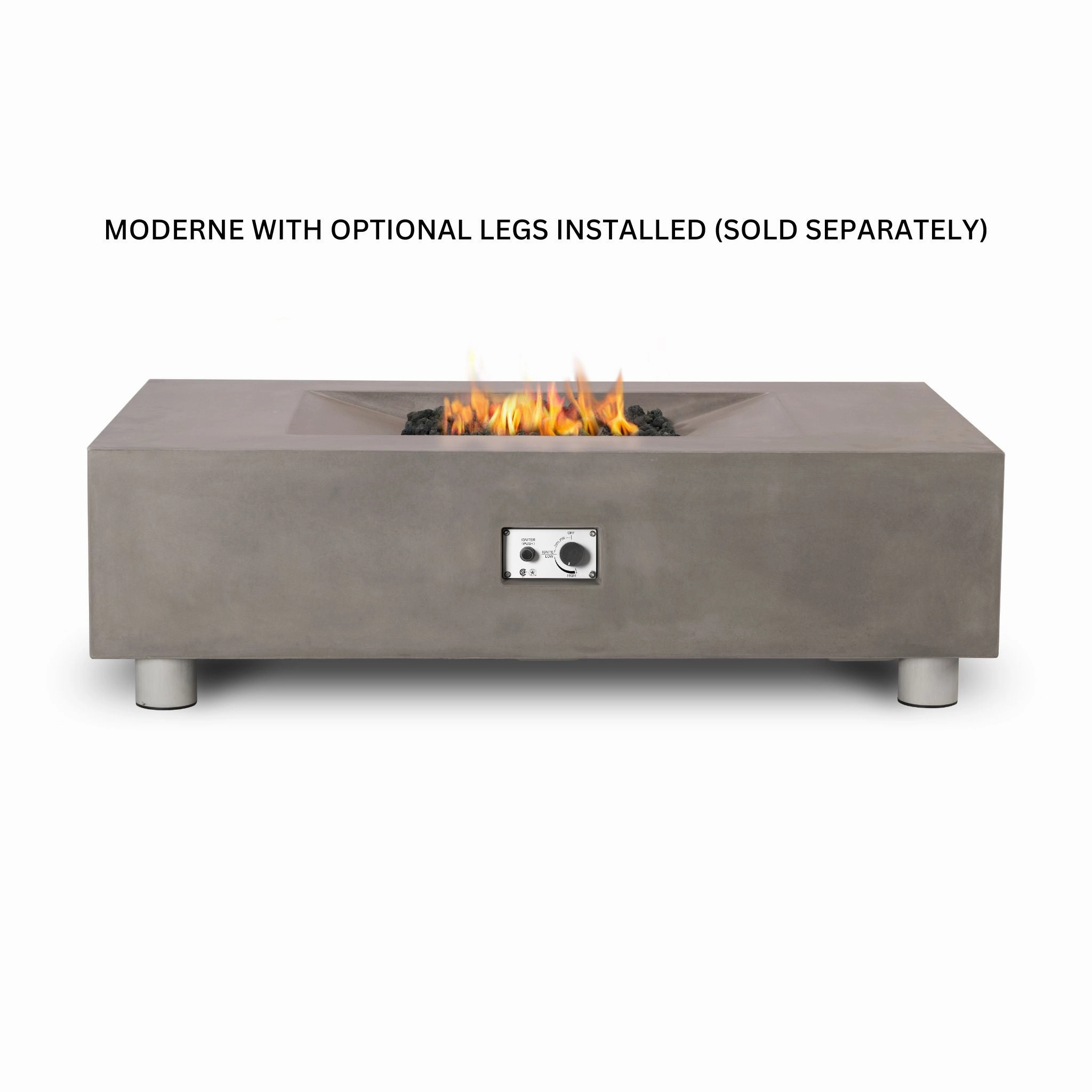 PyroMania Fire - Moderne Rectangle Concrete Fire Pit Table