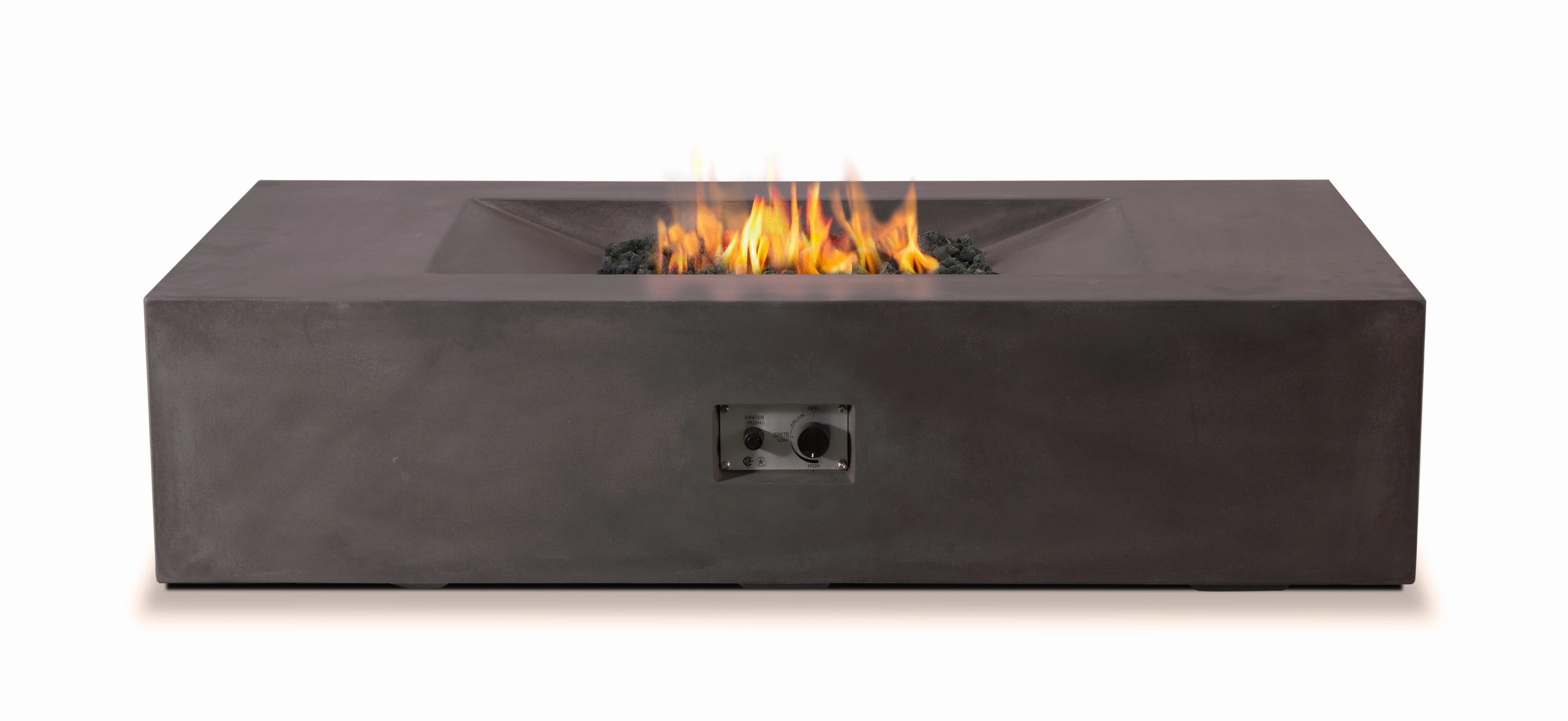 PyroMania Fire - Moderne Rectangle Concrete Fire Pit Tableportable outdoor fire pit with lid