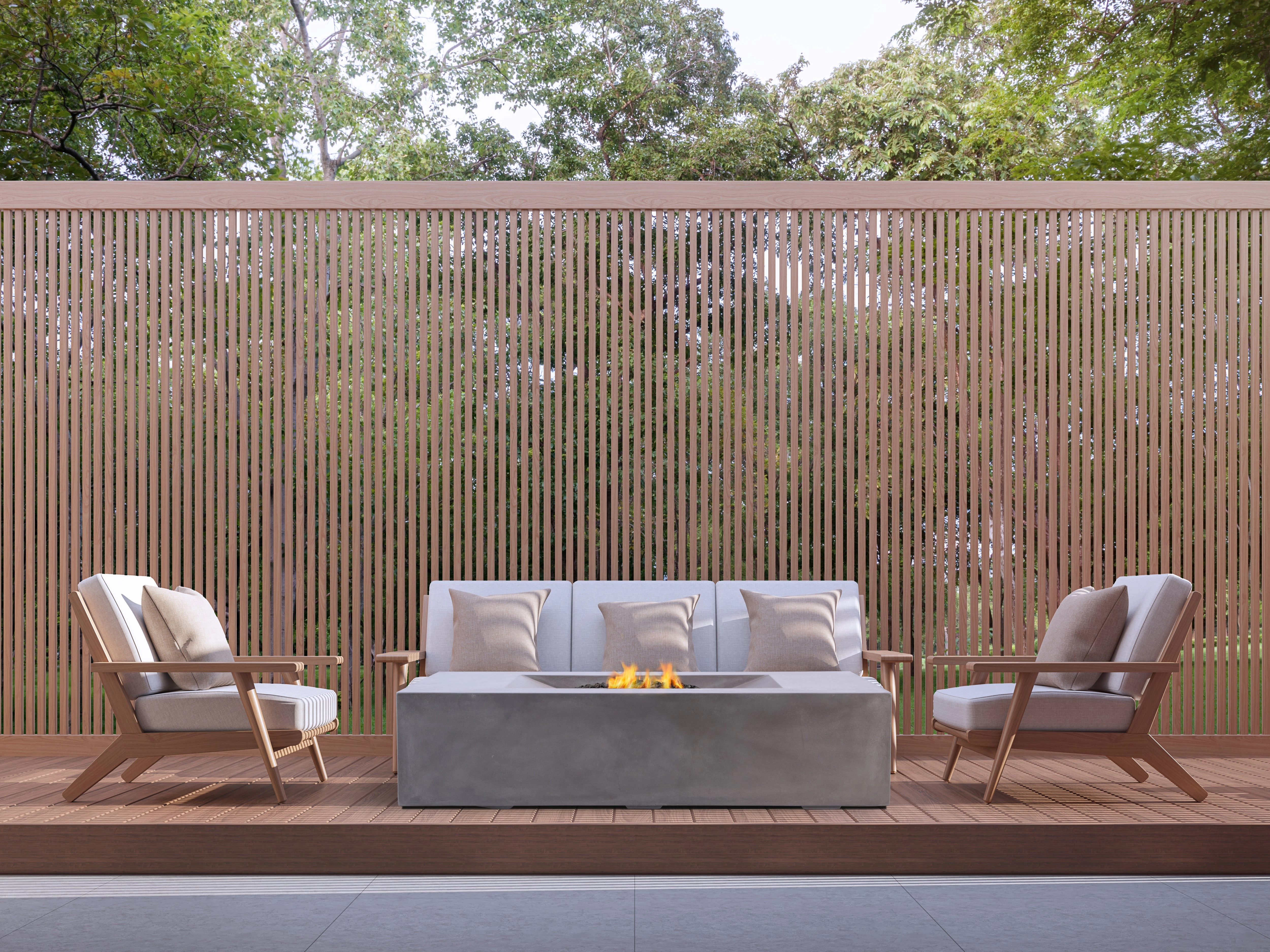 PyroMania Fire - Moderne Rectangle Concrete Fire Pit Table