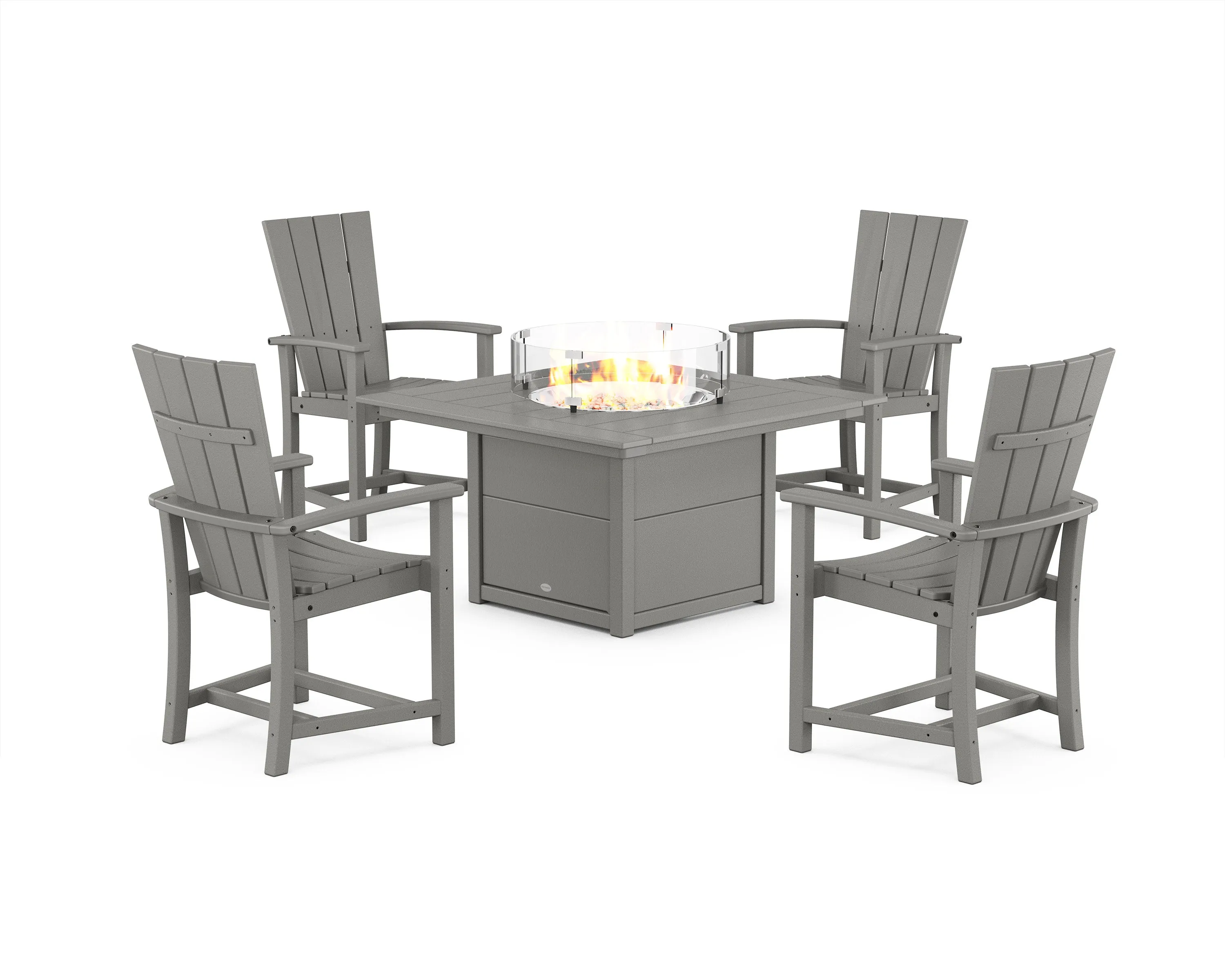 Quattro 4-Piece Upright Adirondack Conversation Set with Fire Pit Tableoutdoor patio dining furniture set
