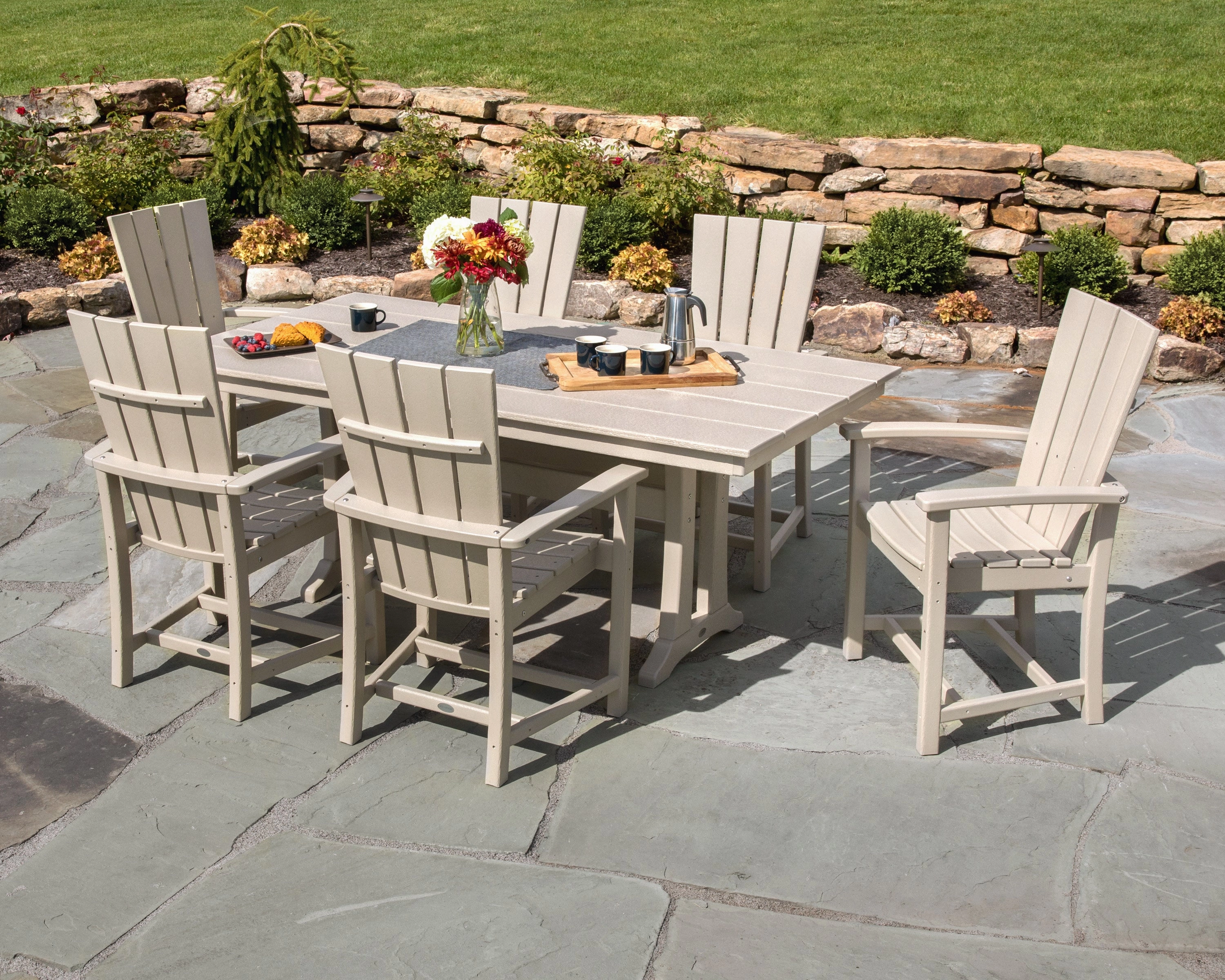 Quattro 7-Piece Farmhouse Dining Set with Trestle Legs