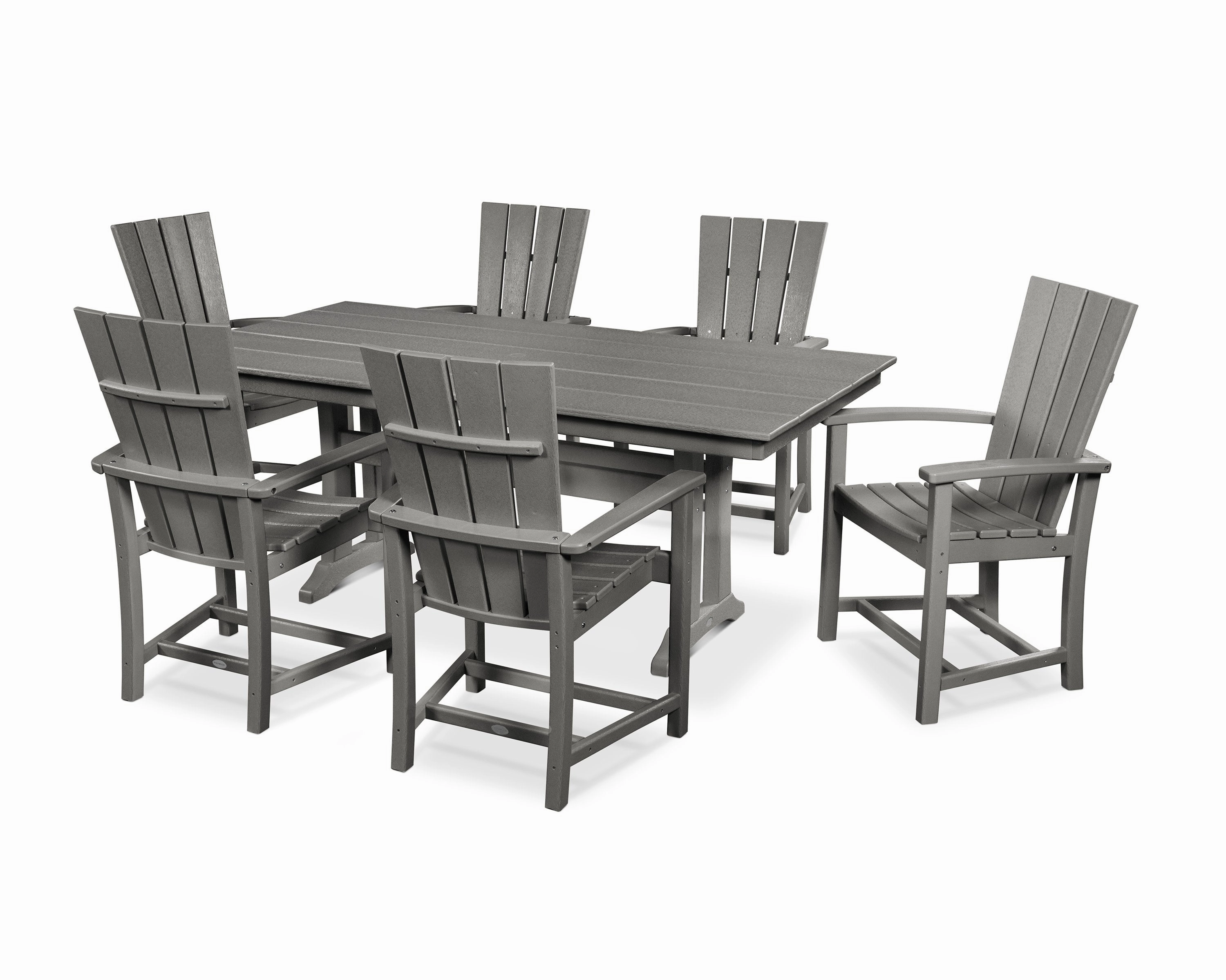 Quattro 7-Piece Farmhouse Dining Set with Trestle Legsoutdoor patio furniture set