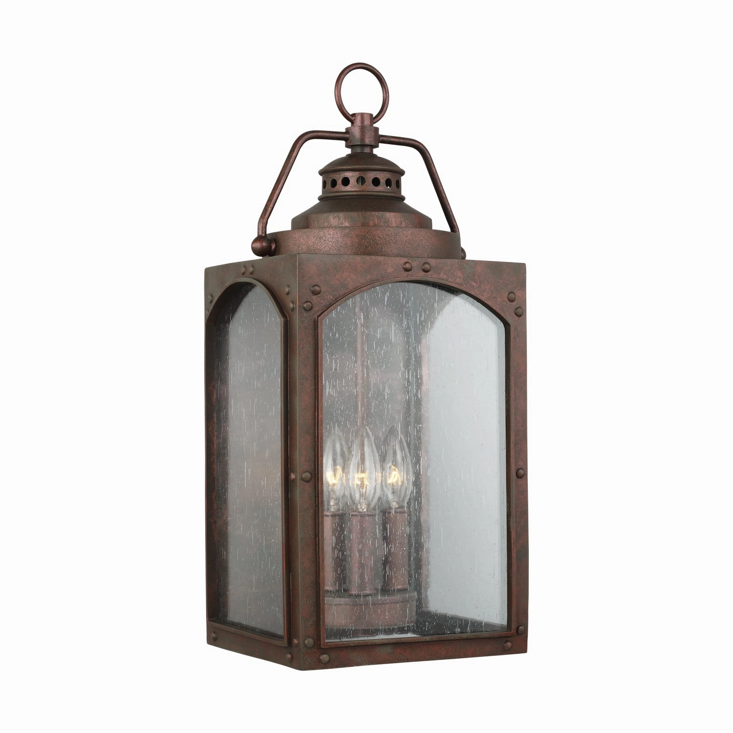 Randhurst Three Light Outdoor Wall Lantern Copper OxideOutdoor wall sconces with motion sensor
