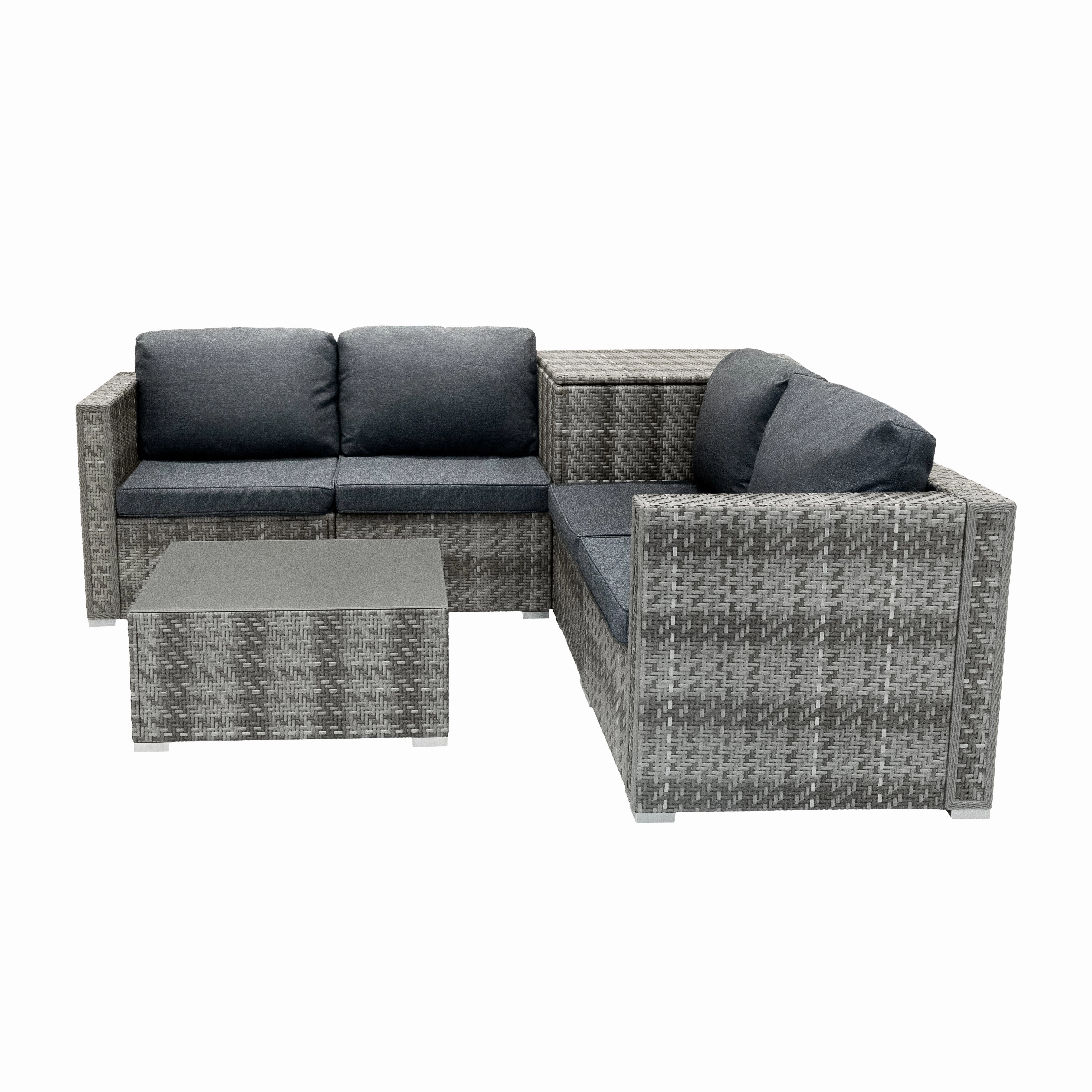 Rattan Modular 6 Piece Furniture Set & 996L Storage Box  Grey
