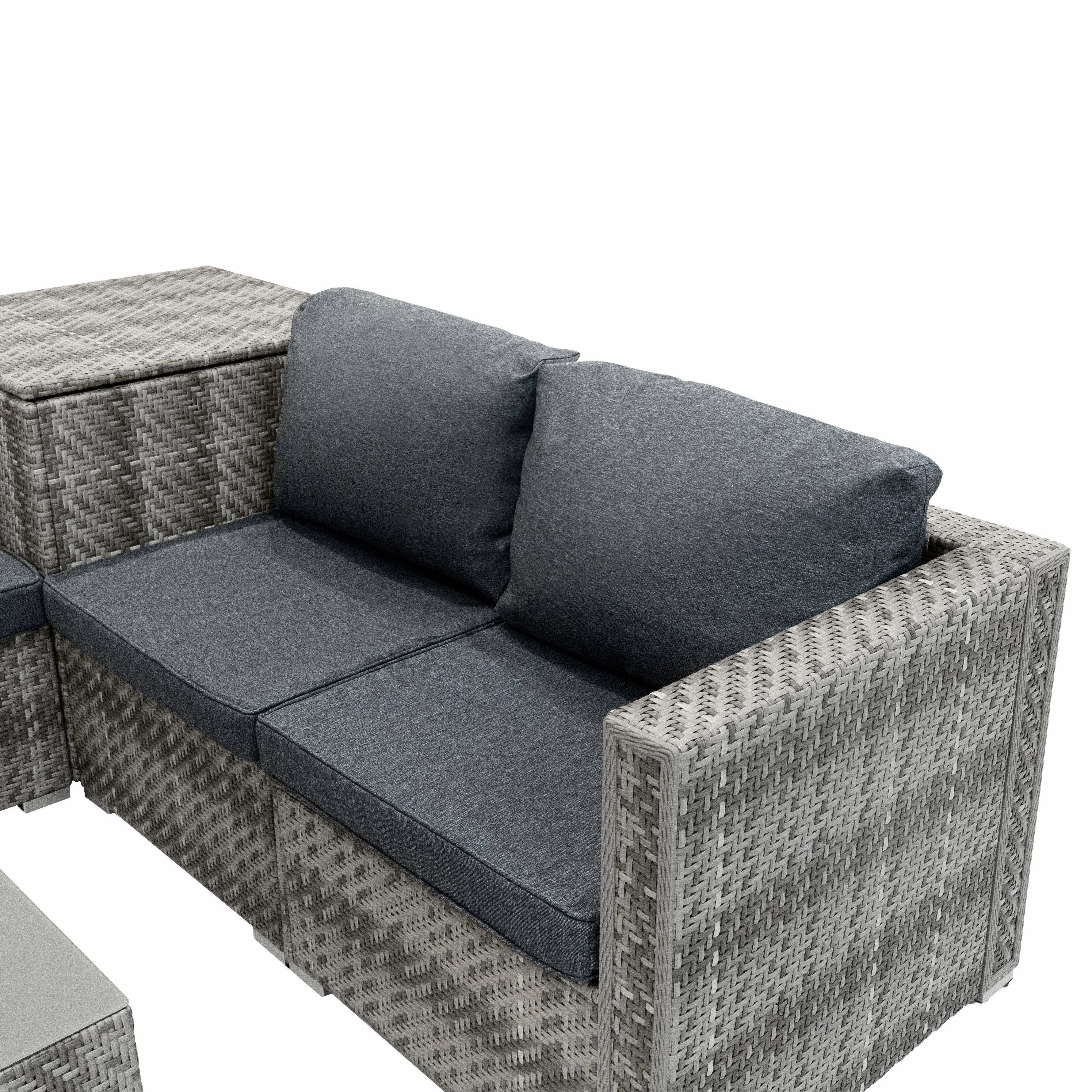 Rattan Modular 6 Piece Furniture Set  Grey