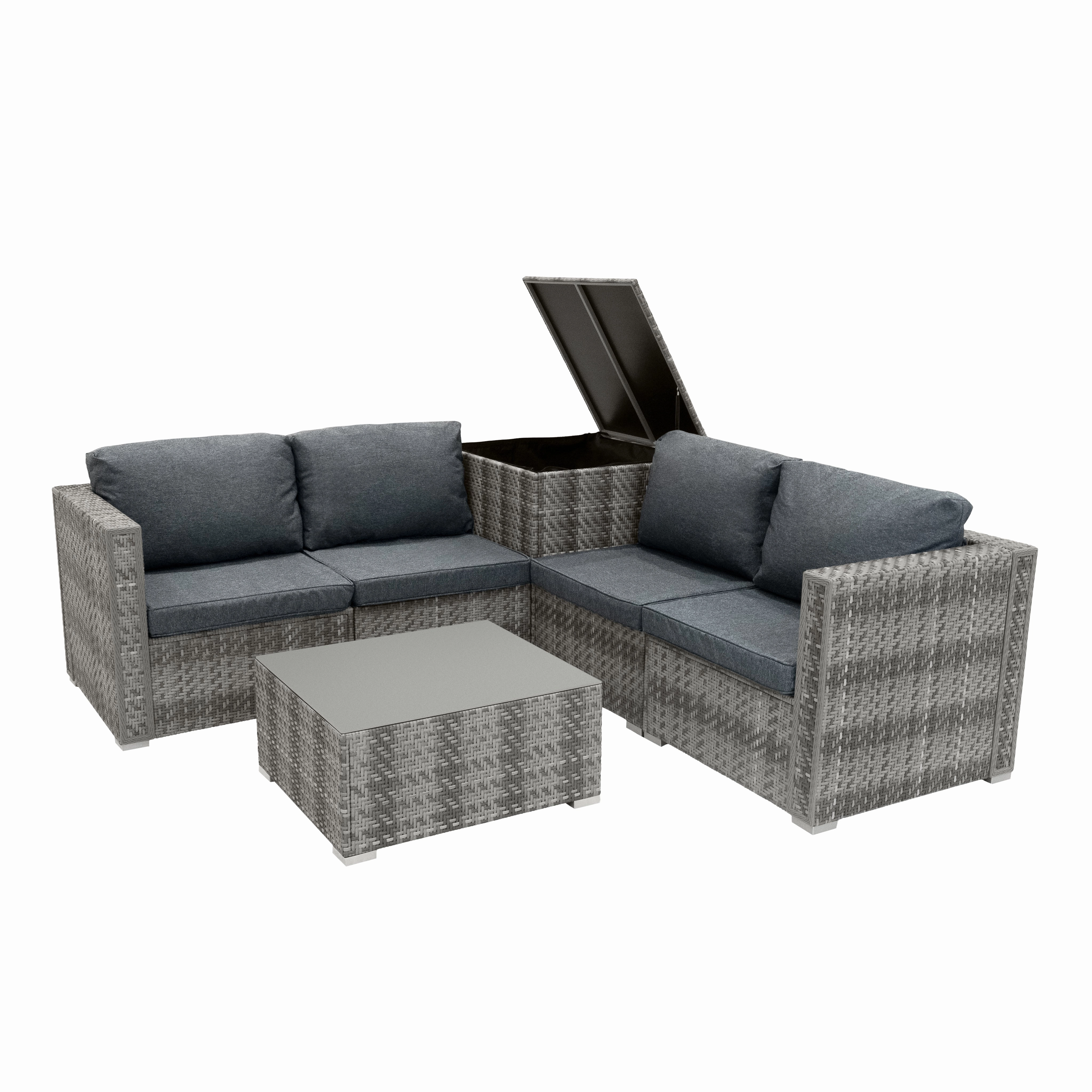 Rattan Modular 6 Piece Furniture Set  Greyoutdoor patio furniture set