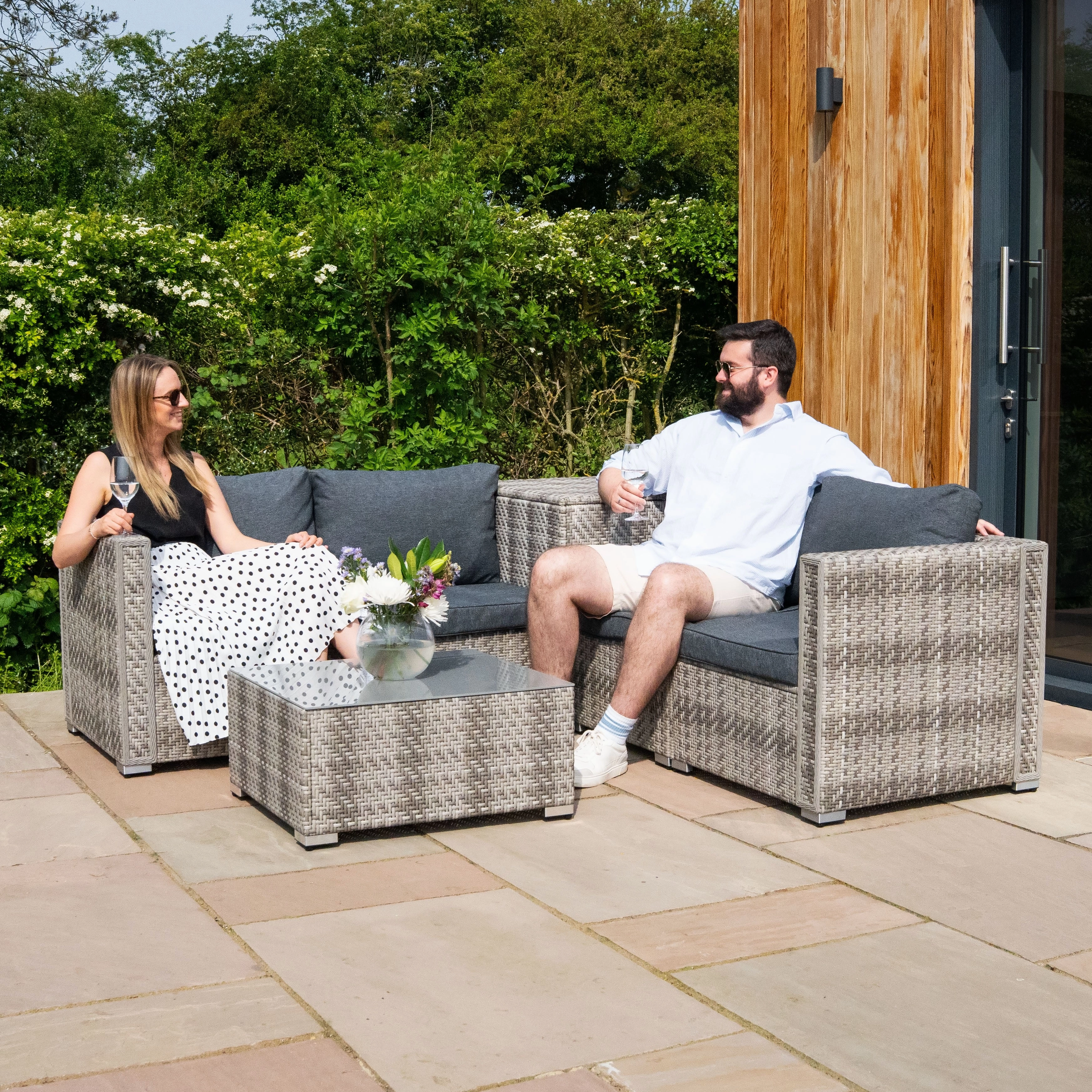 Rattan Modular 6 Piece Furniture Set  Grey