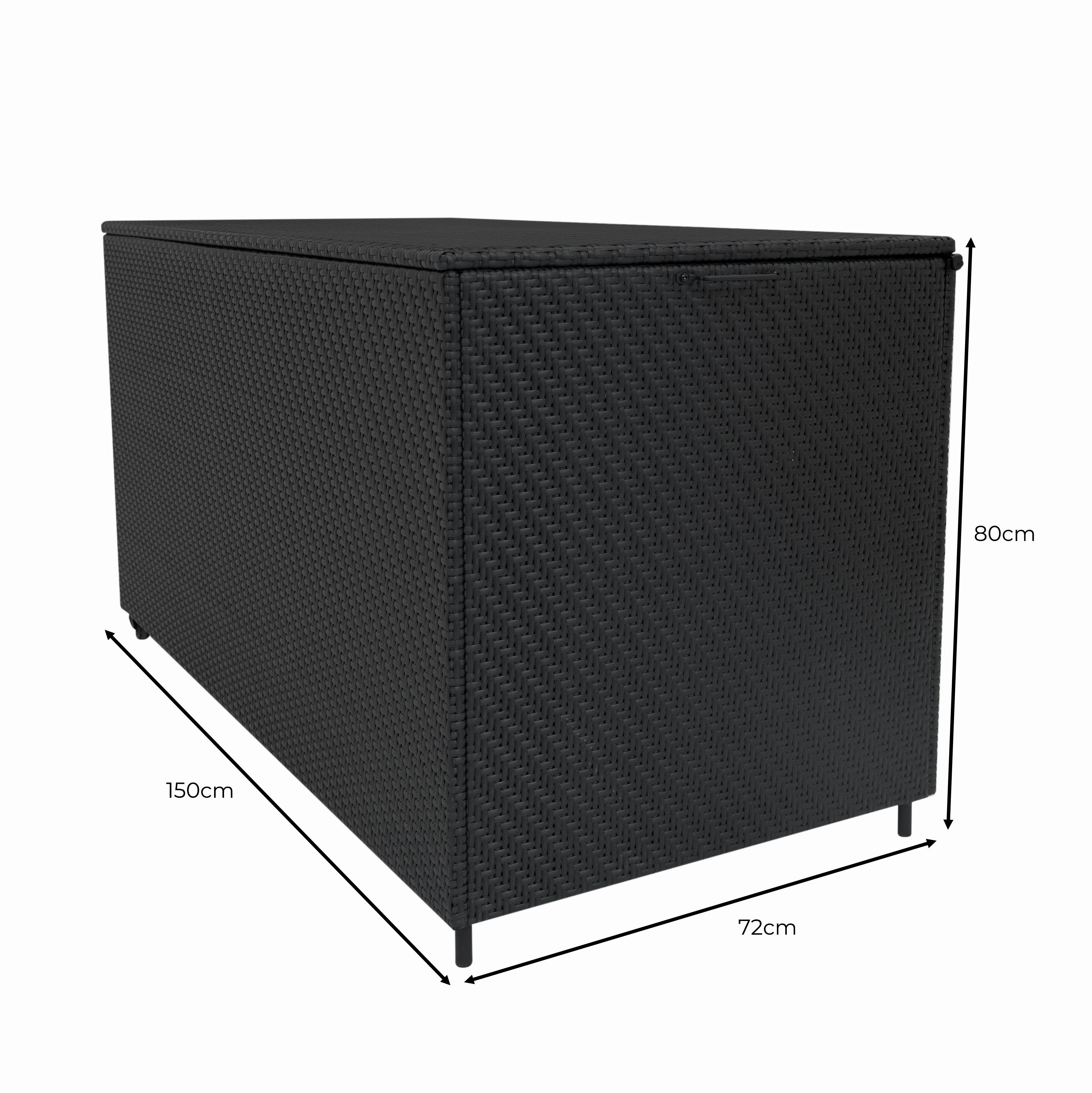 Rattan Modular 7 Piece Furniture Set & 700L Storage Box - Black