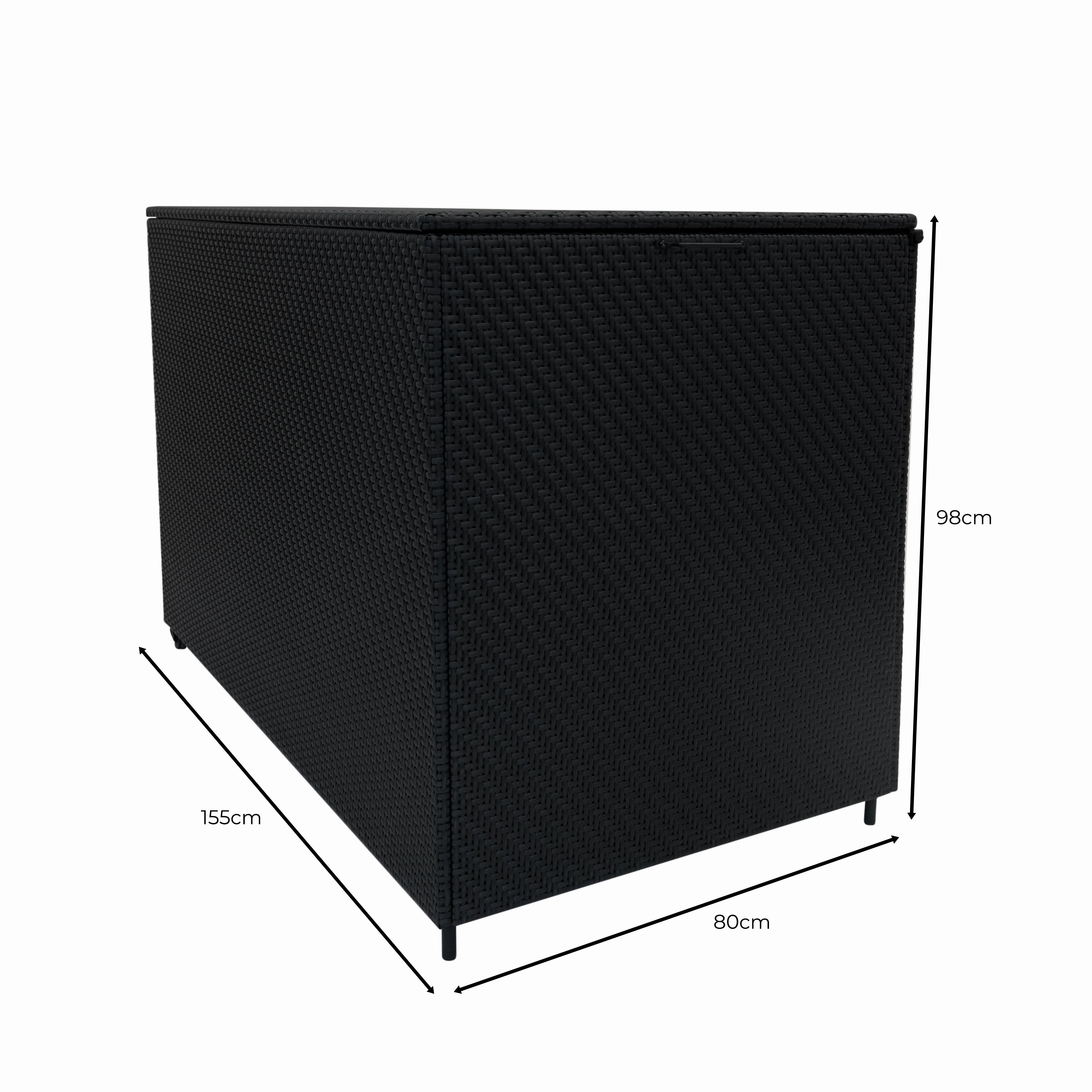 Rattan Modular 7 Piece Furniture Set & 996L Storage Box - Black