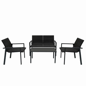 Rattan Patio Furniture Set - Blackoutdoor patio furniture set