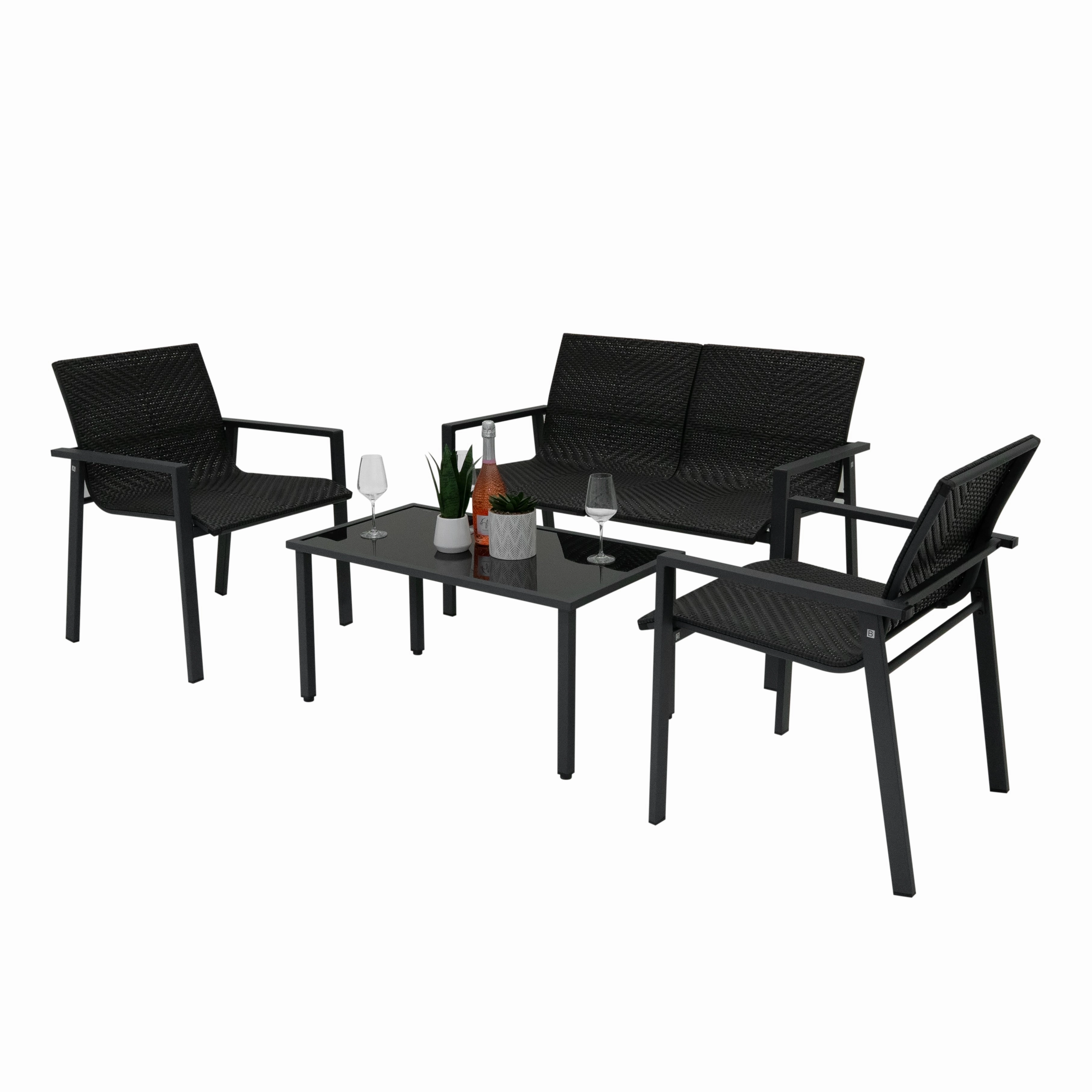 Rattan Patio Furniture Set - Black