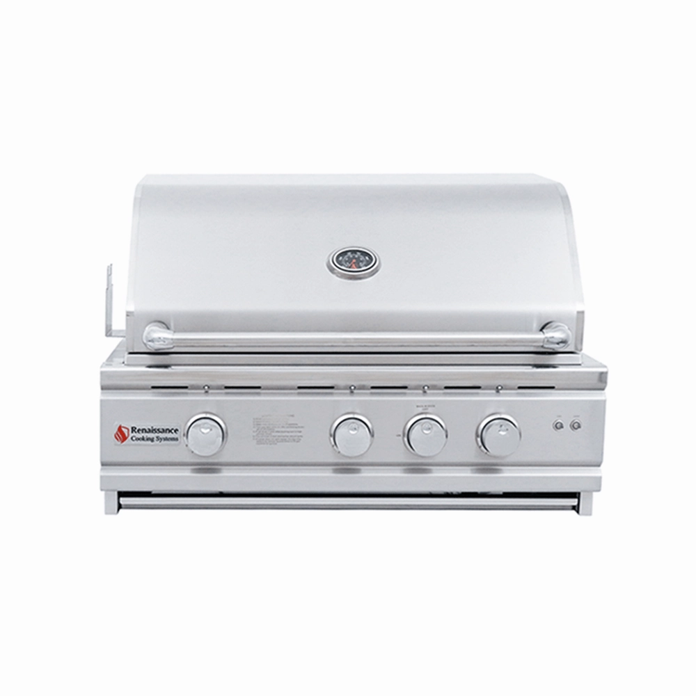 RCS 30" Cutlass Pro Built-In Gas Grill RON30 stainless steel BBQ grill with side table