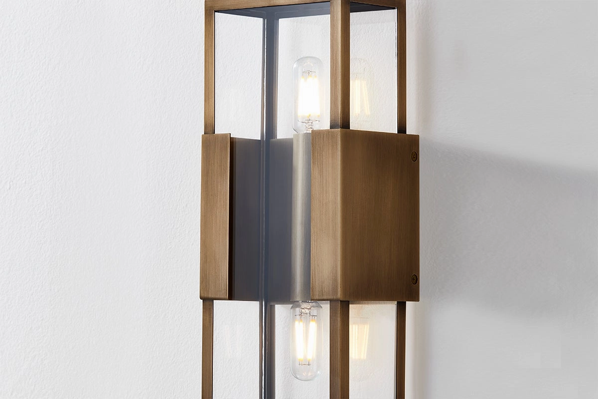 Santa Clara Two Light Outdoor Wall Sconce Patina Brass