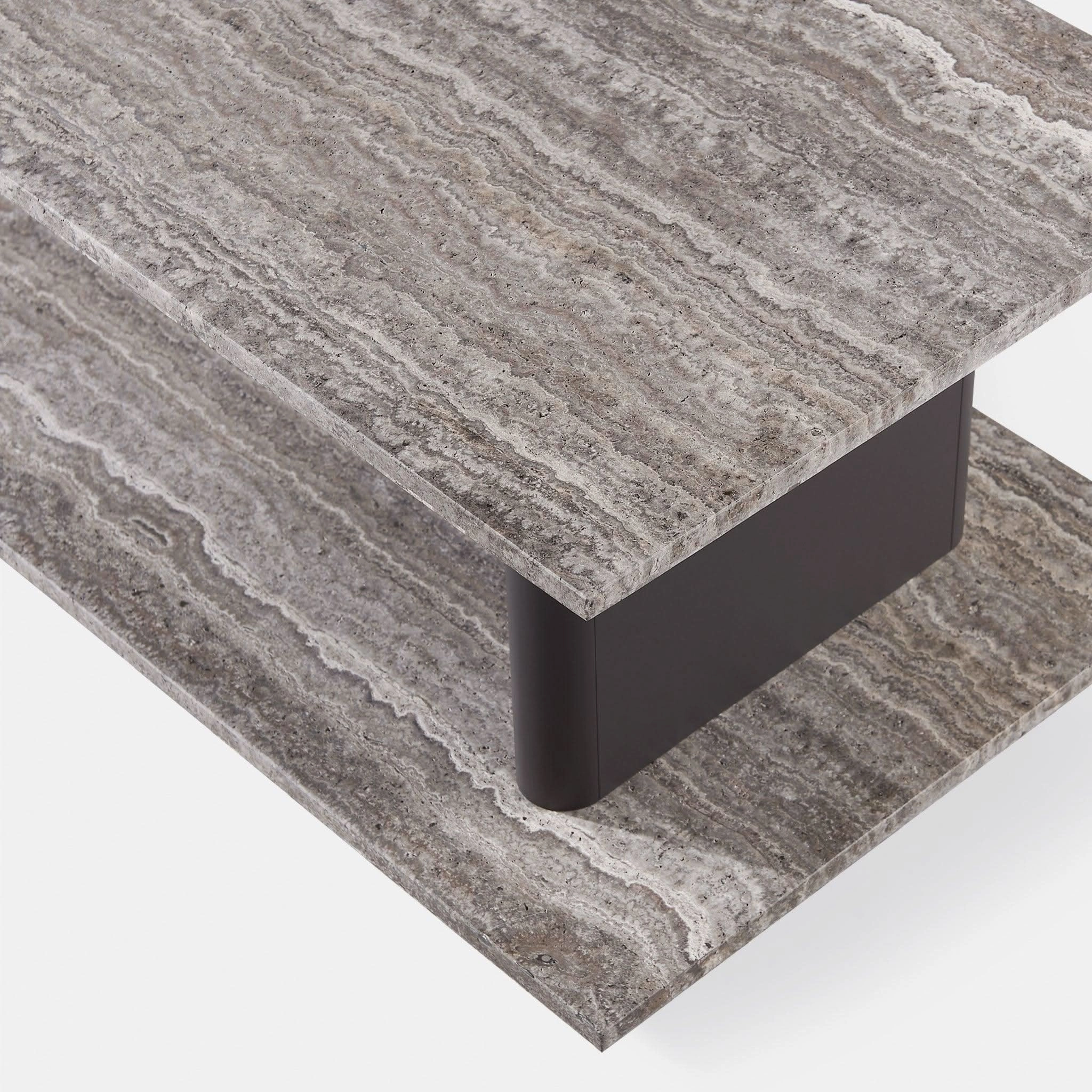 Santorini Outdoor Stone Rectangle Side Table