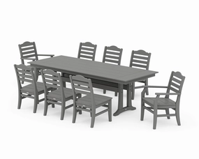 Savannah 9-Piece Farmhouse Dining Set with Trestle Legsoutdoor patio furniture set