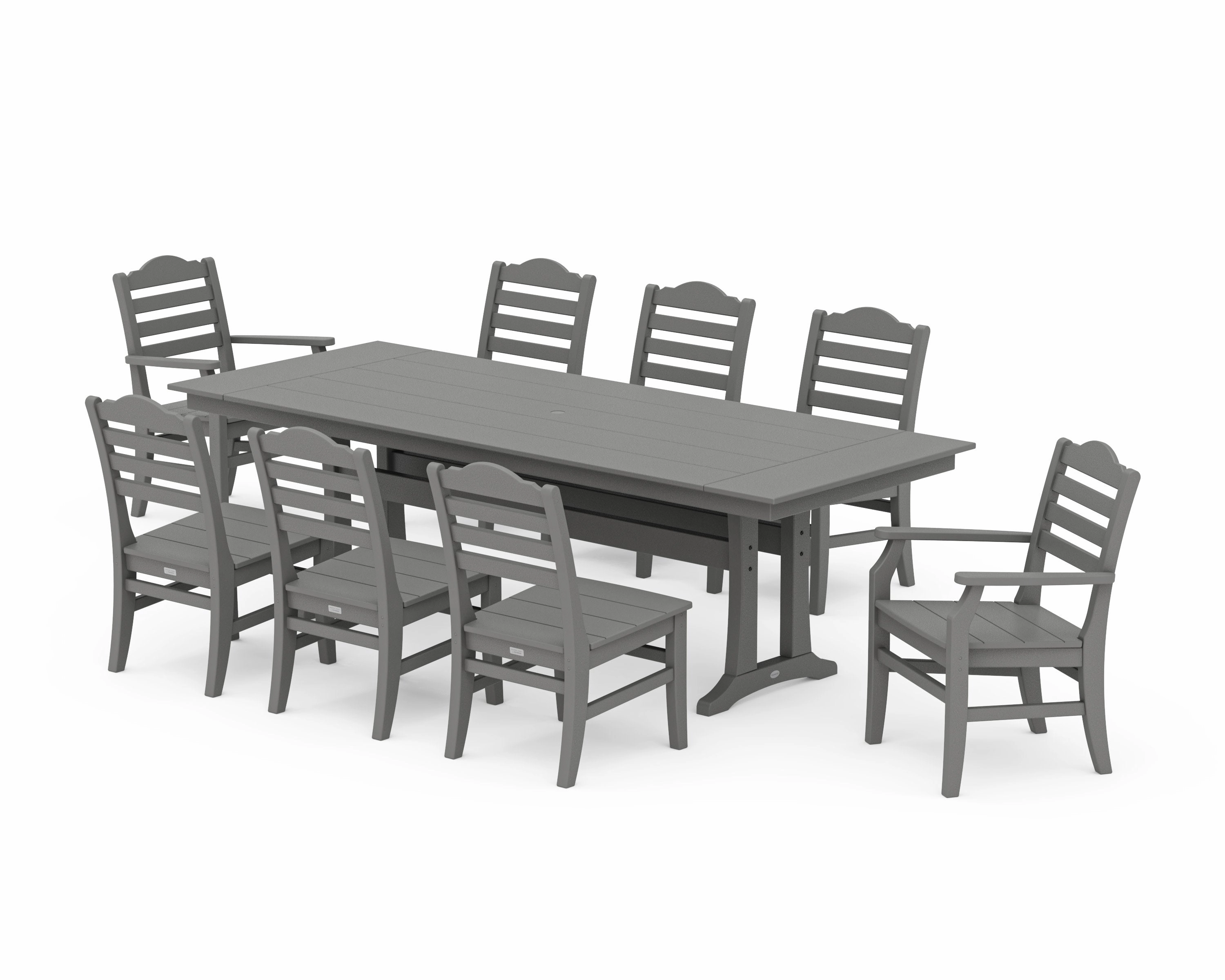 Savannah 9-Piece Farmhouse Dining Set with Trestle Legsoutdoor patio furniture set